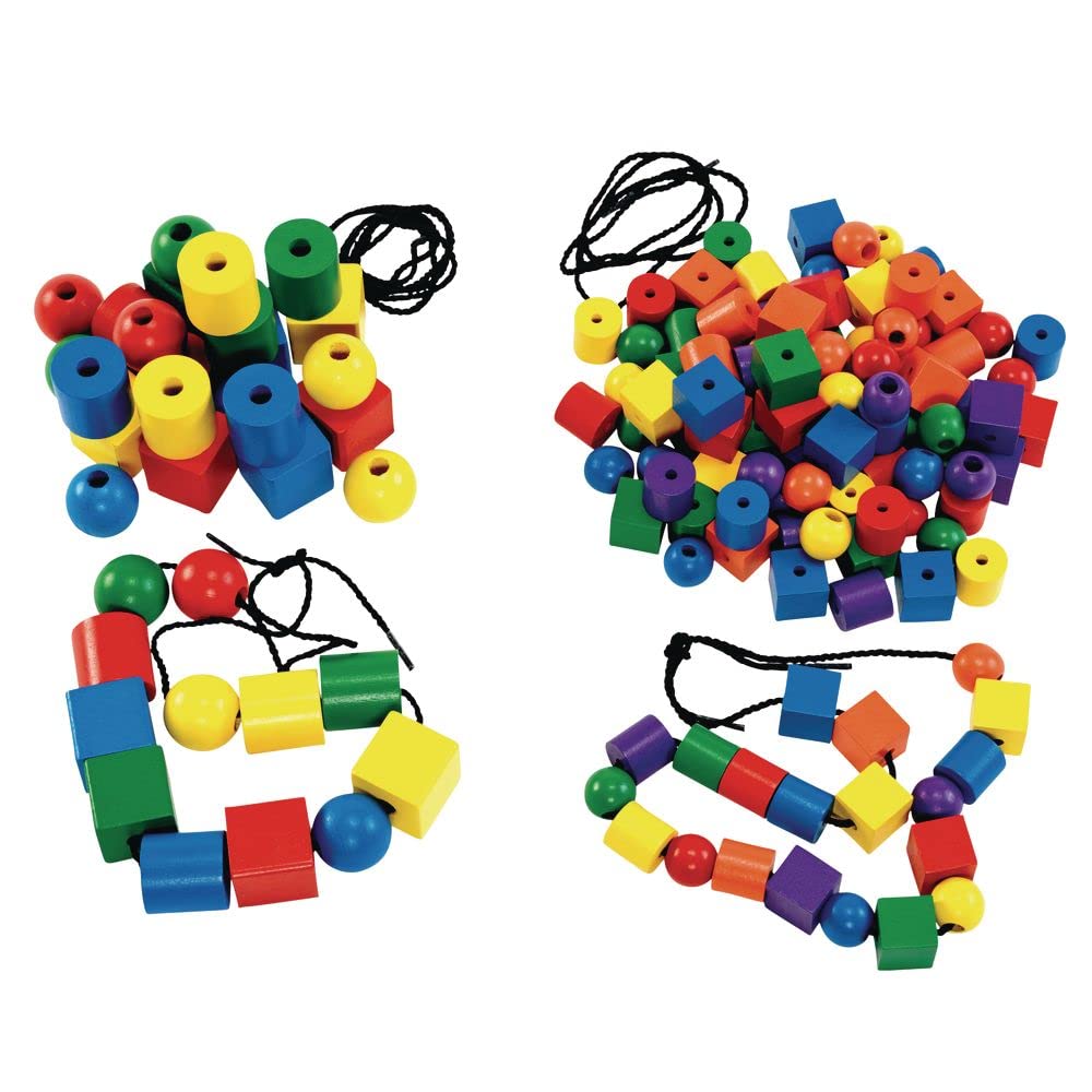 Excelleration Set of 2 Jumbo & Regular Lacing Beads with String - Fine Motor Skills Educational Toy for Preschool Kids | Perfect for Classroom Activities & Early Childhood Development