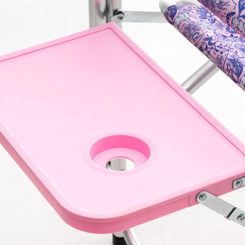 Tauro Pro Line Folding Chair with Table - Lightweight Aluminum Frame, Unique Pink Design for Outdoor, Camping, Picnics & Events