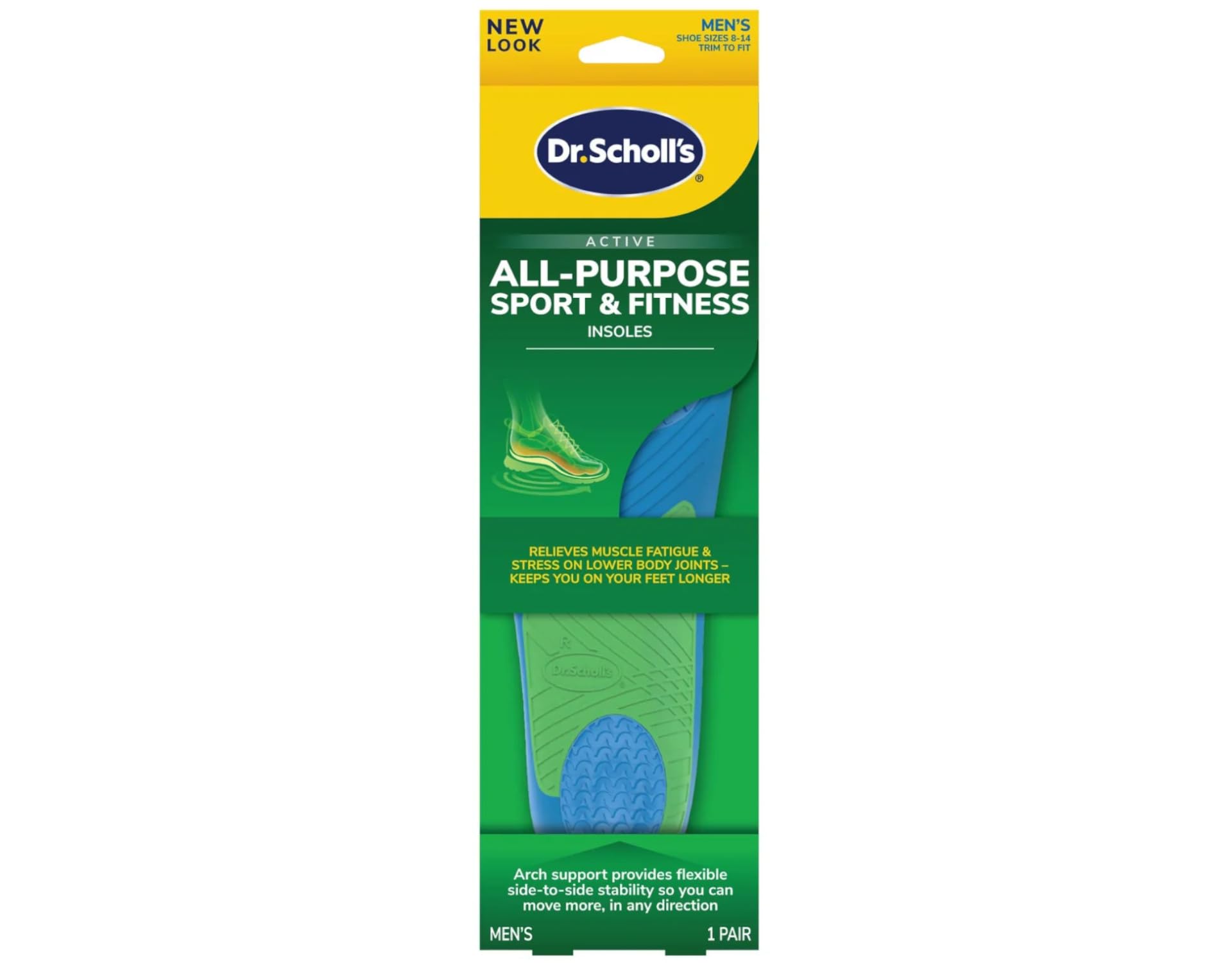 Dr. Scholl's Massaging Gel Sport Insoles for Men - Cushioning & Support (Size 8-13, 2-Pair Pack) - Perfect for Running, Walking & High-Impact Sports