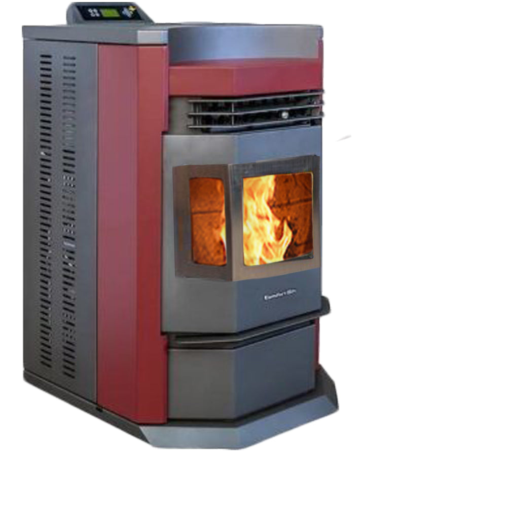 ComfortBilt HP22 N SS High-Efficiency Pellet Stove in Burgundy - Perfect for Home Heating & Cozy Winter Nights
