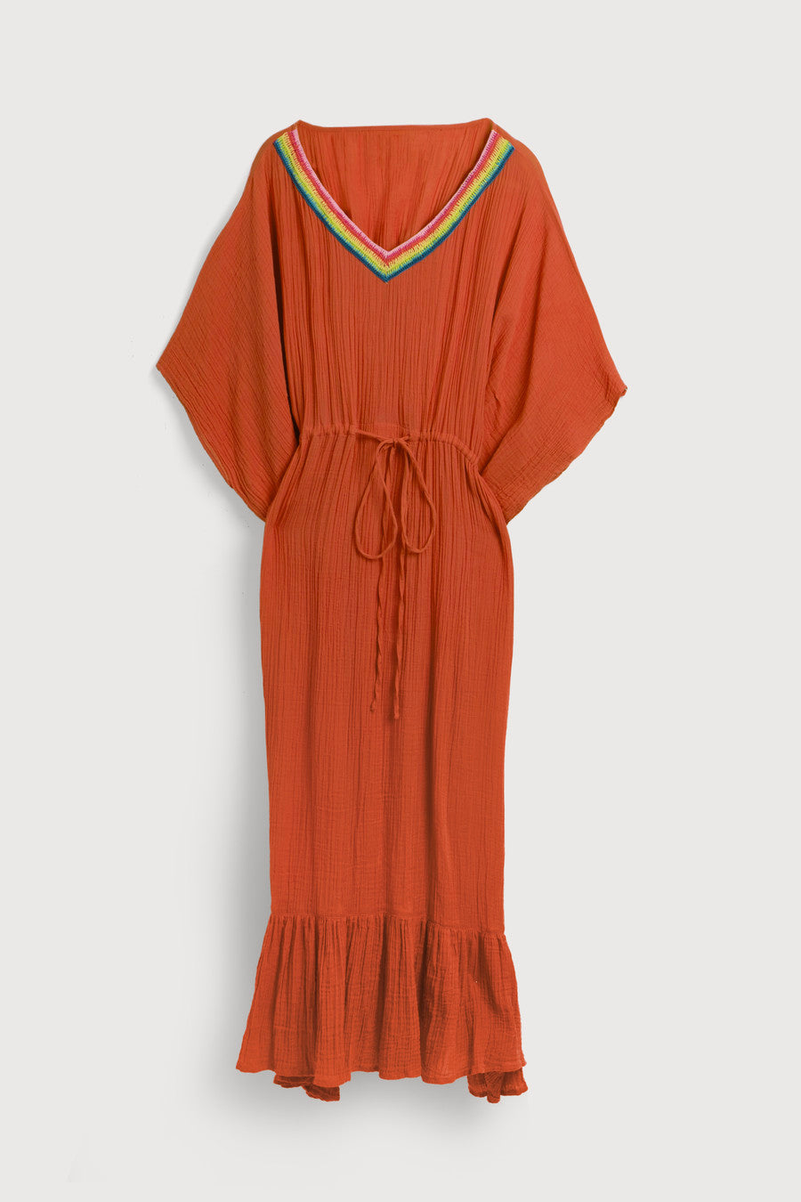 Crochet Rainbow Kaftan Maxi Dress - Boho Chic Beach Cover Up for Women - Perfect for Summer Vacations, Pool Parties & Music Festivals