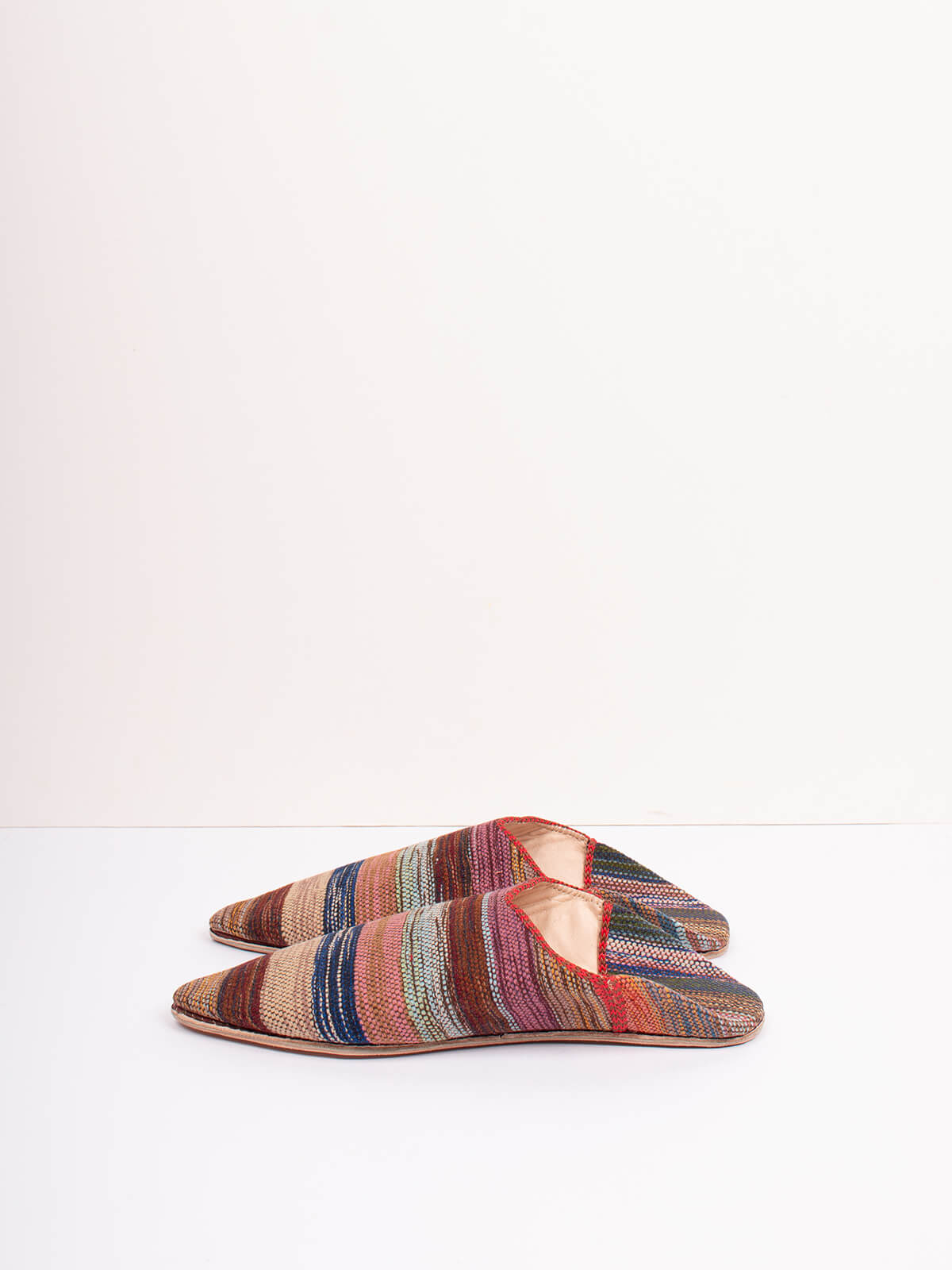 Authentic Moroccan Boujad Pointed Babouche Slippers - Handmade Leather Shoes with Traditional Atlas Stripe Design for Men & Women | Perfect for Home, Lounge & Cultural Events