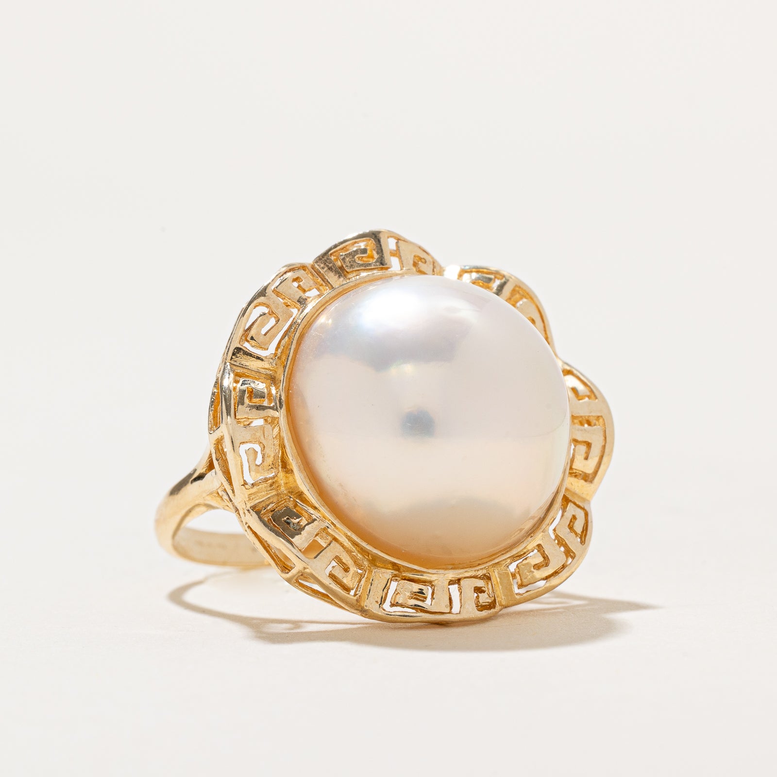 Elegant Solitaire Pearl Cocktail Ring - Size 7.25 | Perfect for Evening Parties, Weddings & Special Occasions