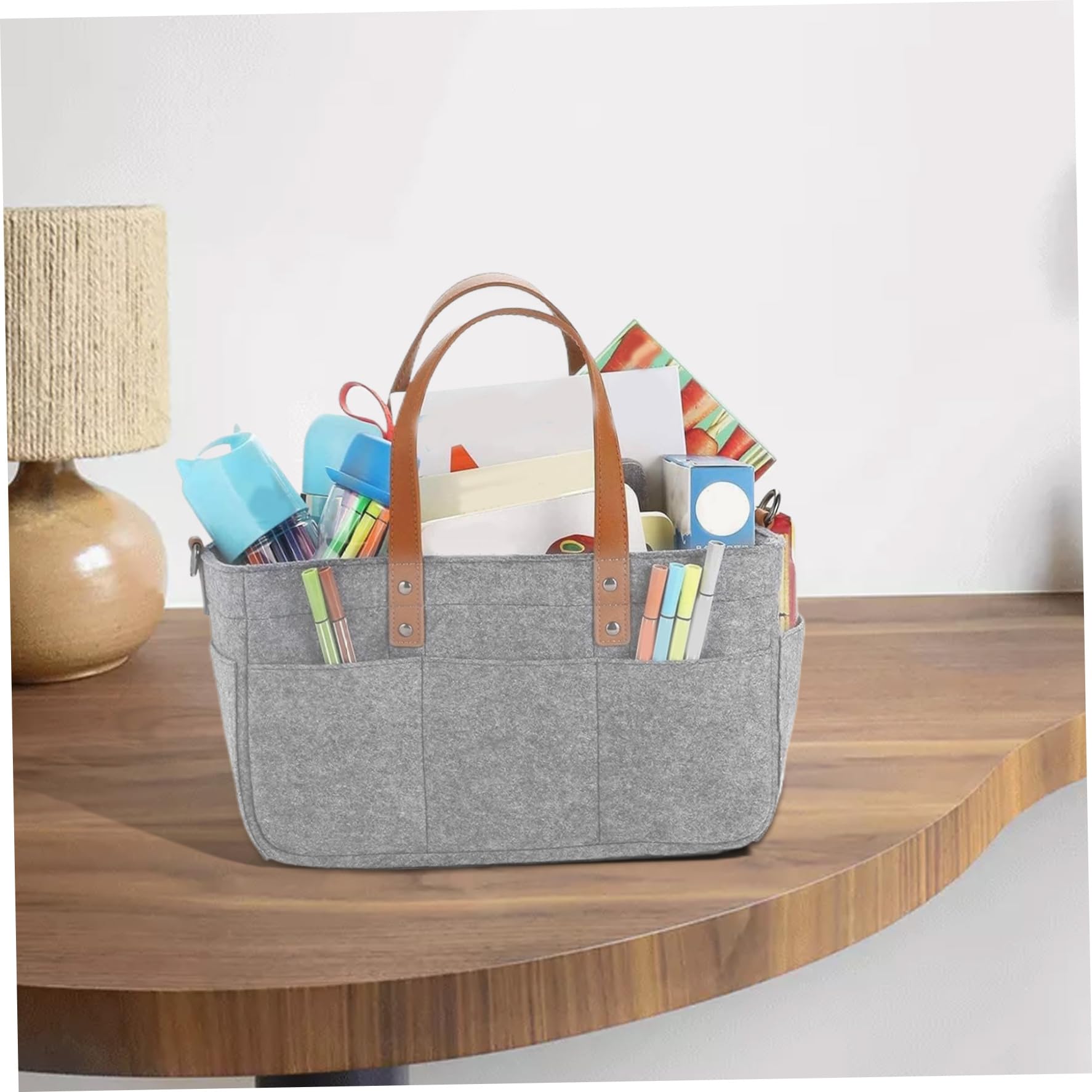 Portable Baby Diaper Caddy Organizer - Foldable Nursery Storage Bag for Diapers, Wipes & Baby Essentials - Grey Felt Changing Table Organizer - Perfect for Nursery, Travel & On-the-Go Parents