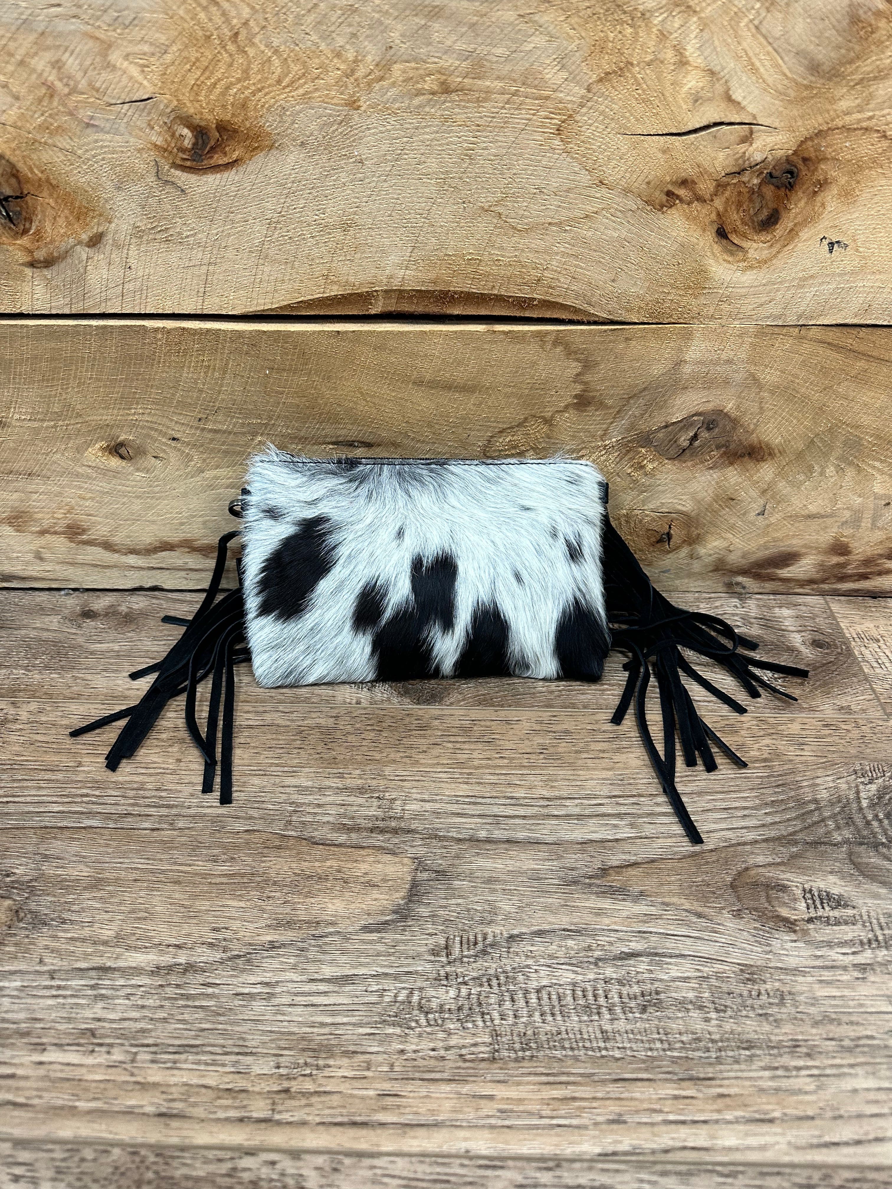 Montana West Genuine Cowhide Wristlet & Crossbody Purse with Stylish Fringe - Perfect for Everyday Use, Shopping, and Night Out