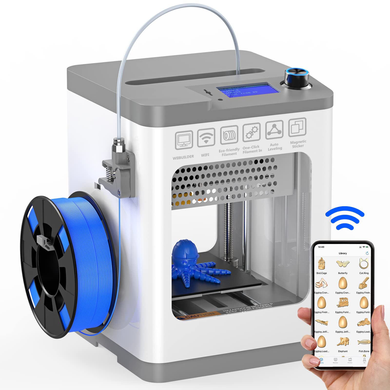 WEEFUN FDM 3D Printer Tina 2 Pro - WiFi Cloud Printing, Auto Leveling, High Precision, Resume Function | Easy-to-Use Mini 3D Printer for Beginners | Perfect for Home DIY, School Projects & Small Business Prototyping
