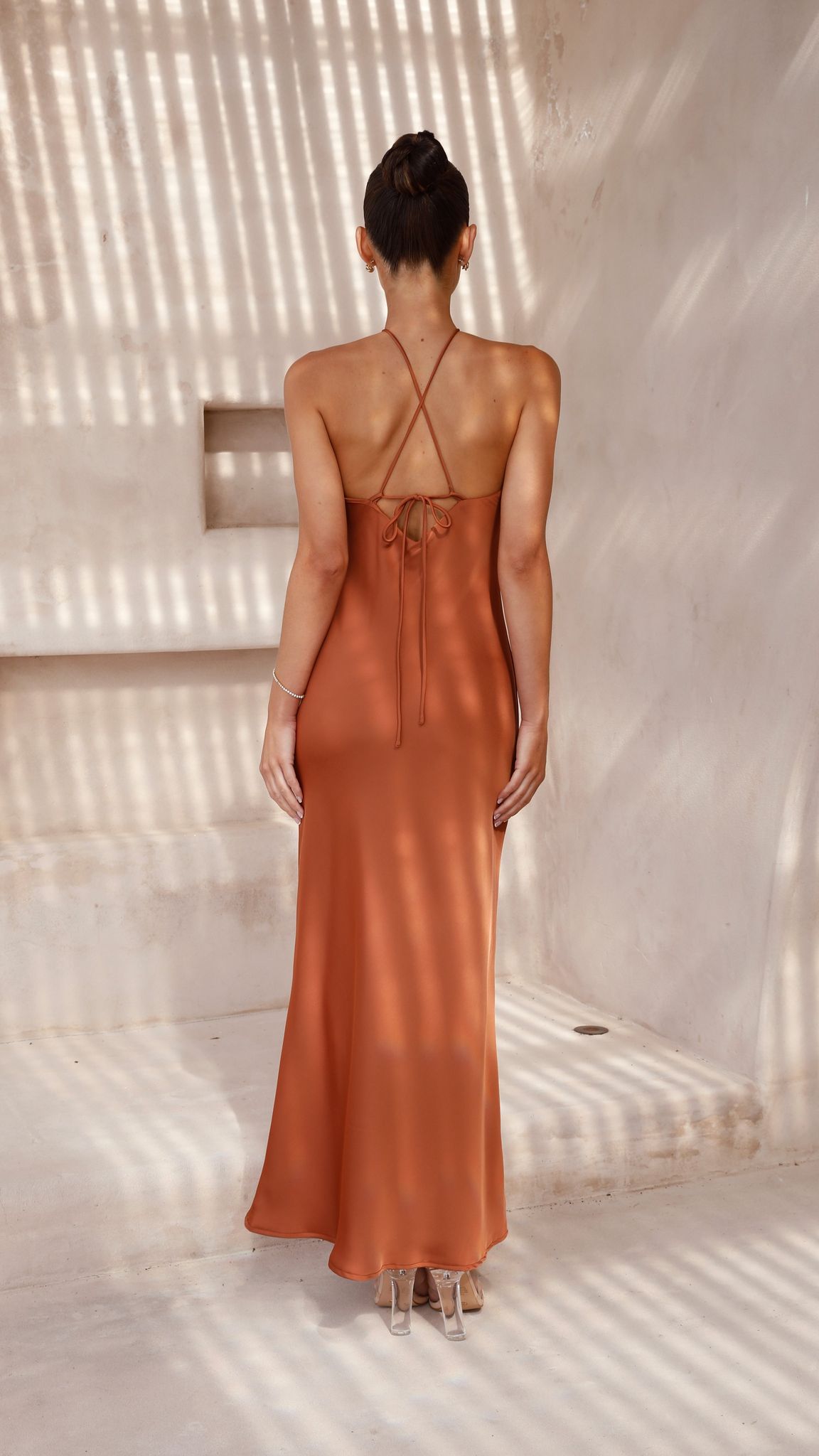 Chiara Maxi Dress in Copper - Elegant Long Flowy Dress for Women, Perfect for Weddings, Parties & Summer Outfits