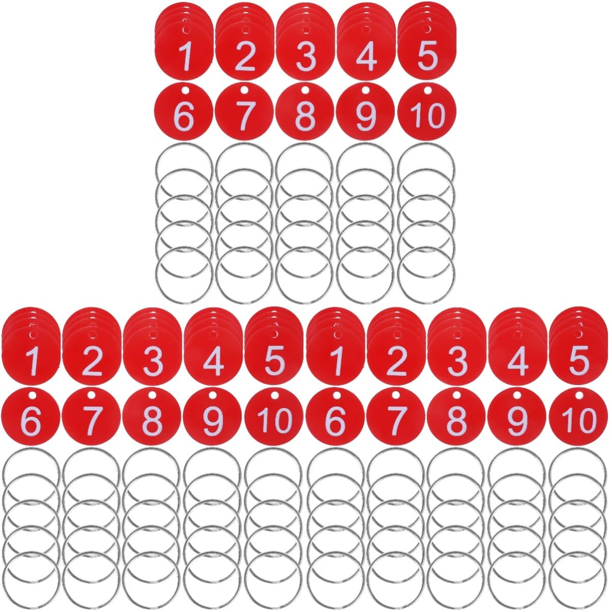 SAFIGLE 150-Piece Round Acrylic Number Tags with Key Rings - Durable Numbered Tags for Organizing Keys, Lockers, Luggage & Storage - Perfect for Office, School, Home & Travel Use