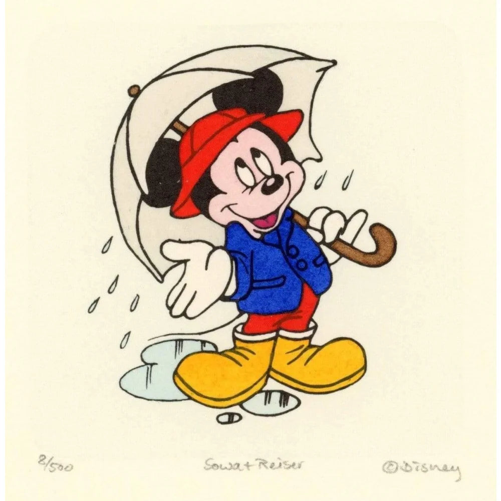 Hand Painted Mickey Mouse Cartoon Etching Art - Limited Edition D/500 by Sowa & Reiser - Perfect for Disney Collectors & Home Decor