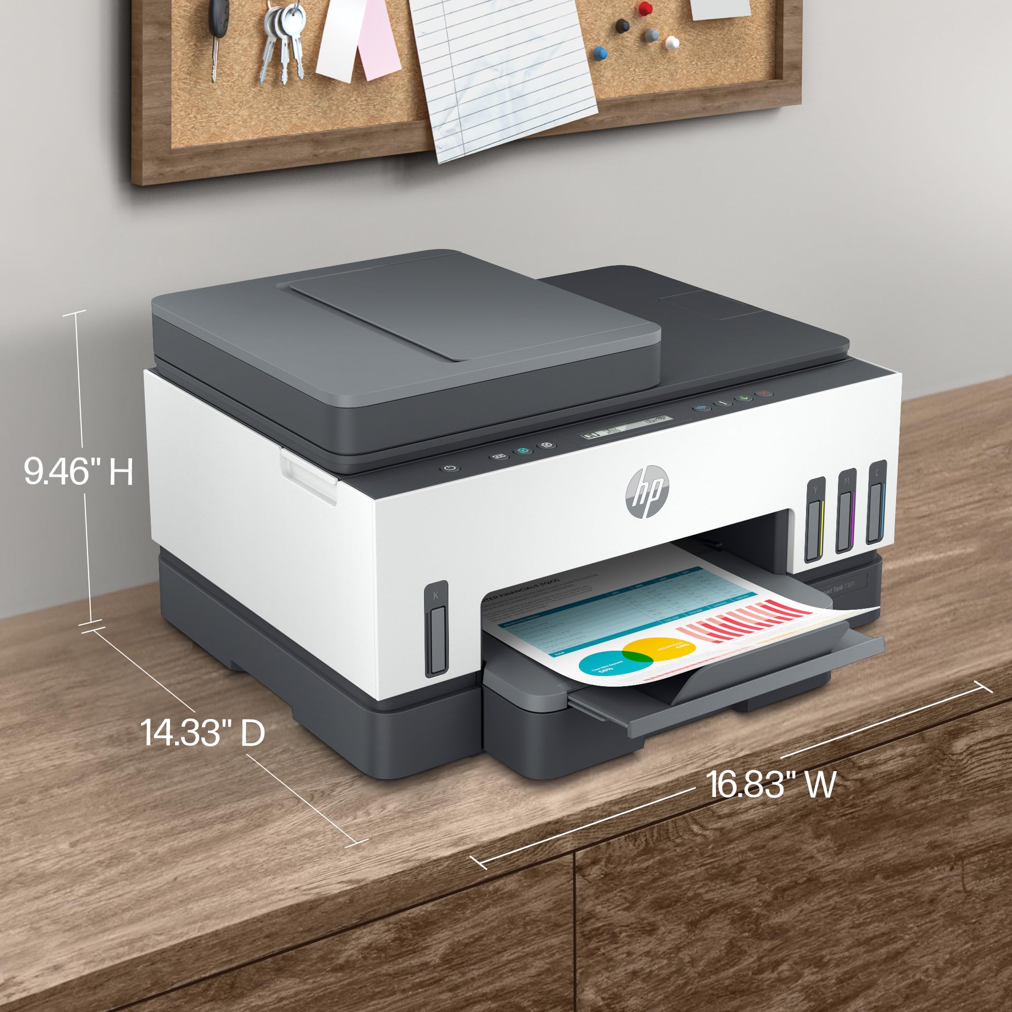 HP Smart-Tank 7301 Wireless All-in-One Inkjet Printer with 2 Years of Ink Supply - Mobile Printing, Scanning, Copying, Auto Document Feeder (28B70A, Gray) - Ideal for Home Office, Small Business & Remote Work