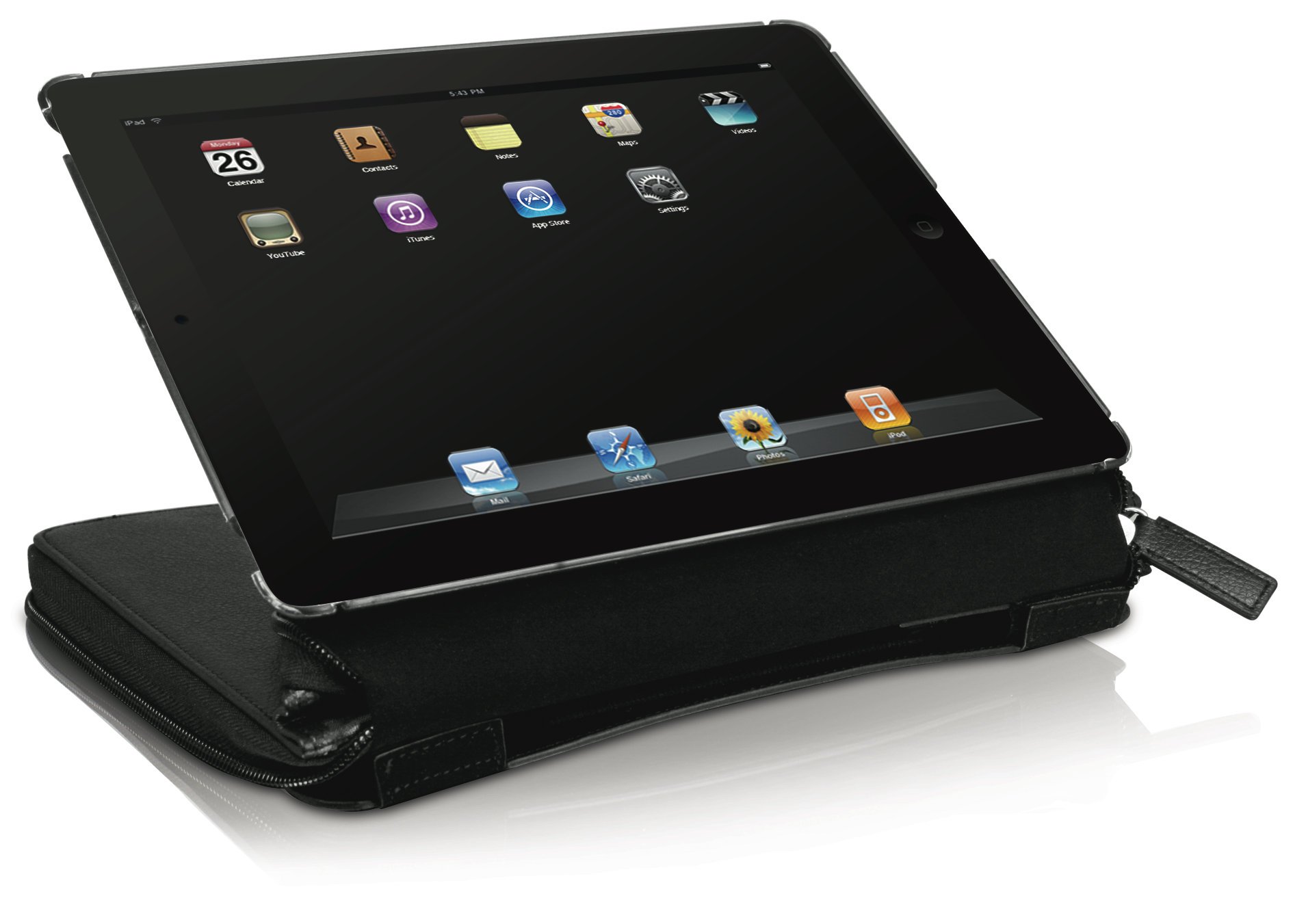 Macally Bookstand-PRO iPad Stand Case - Compatible with iPad 4 & iPad 3 (Black) - Adjustable Viewing Angle for Reading, Watching Movies & Typing