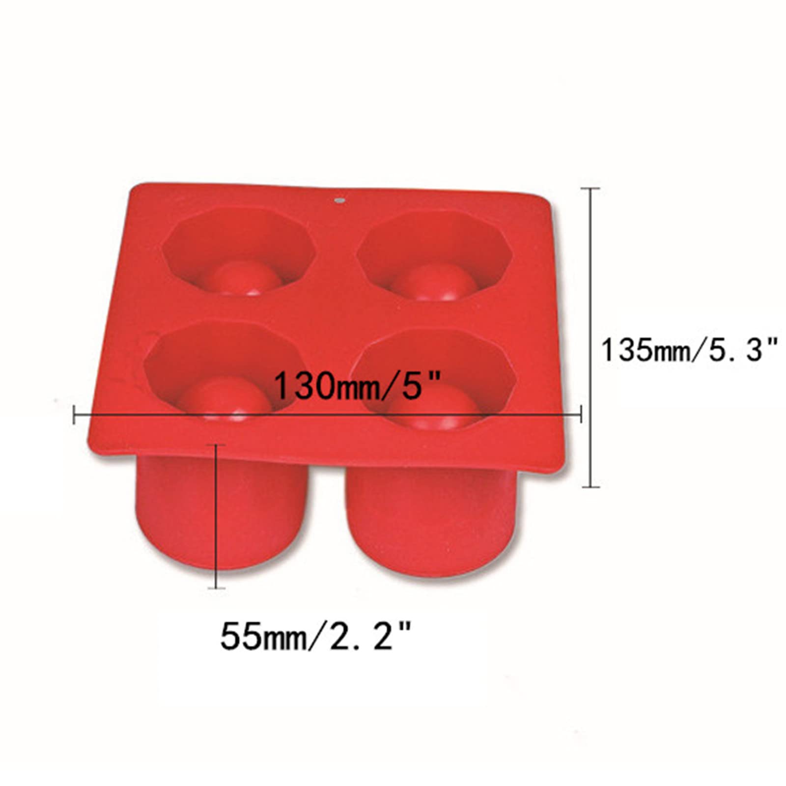 4 Pcs 4-Cavity Silicone Ice Cube Molds for Round Shot Glasses - Reusable, BPA-Free, Easy Release (Red) - Perfect for Cocktails, Parties, and Home Bars