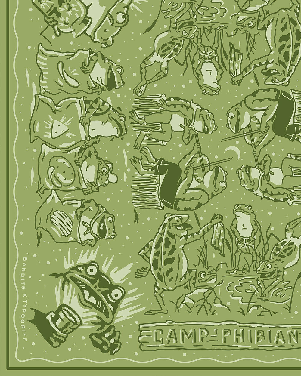 Camp Phibian Frog Bandana - Stylish & Breathable Bandana for Outdoor Adventures, Hiking, and Camping