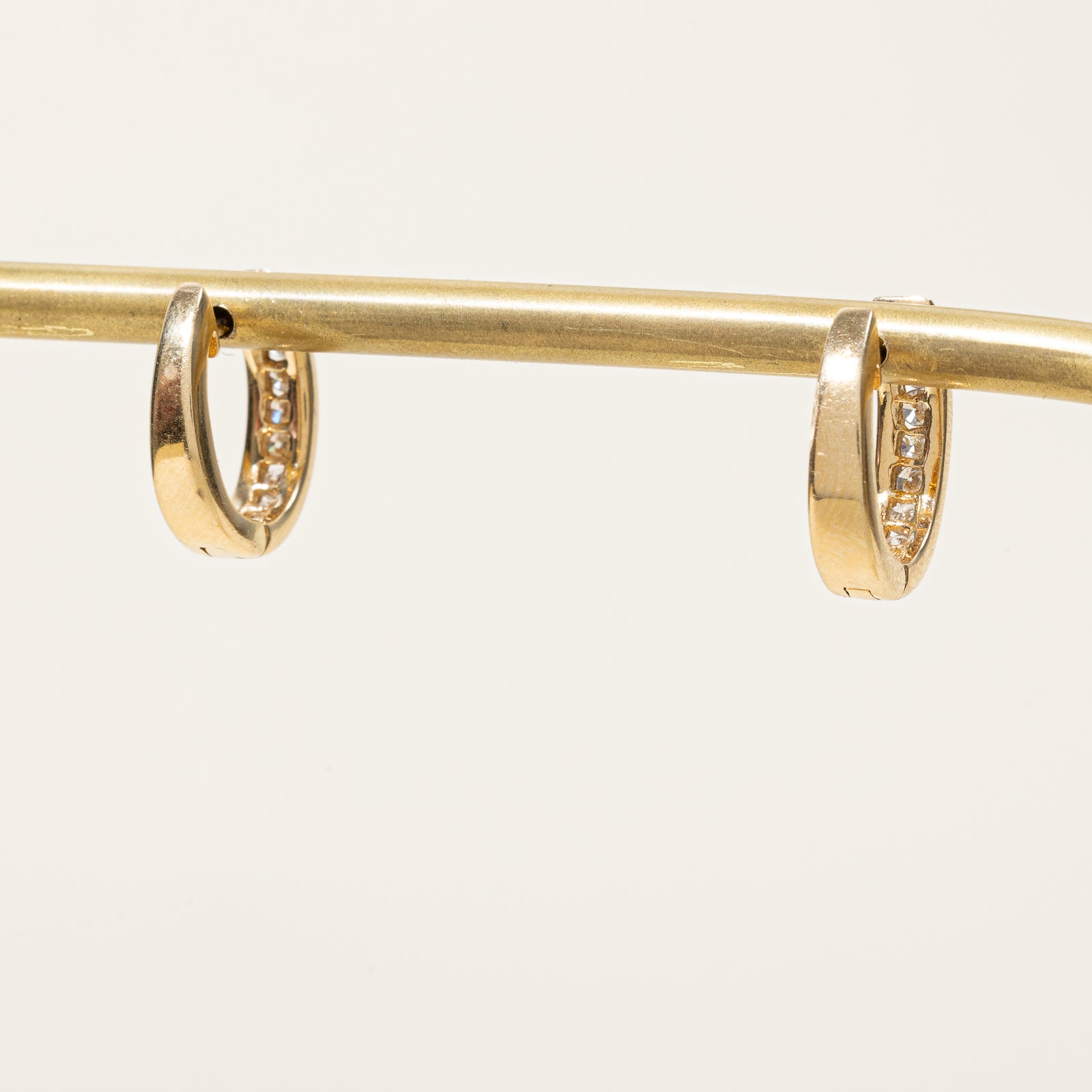 Diamond Channel Set Huggie Hoop Earrings | 0.48 Carat Total Weight (CTW) | 14K Gold Huggie Earrings for Women | Perfect for Everyday Wear, Date Night & Special Occasions