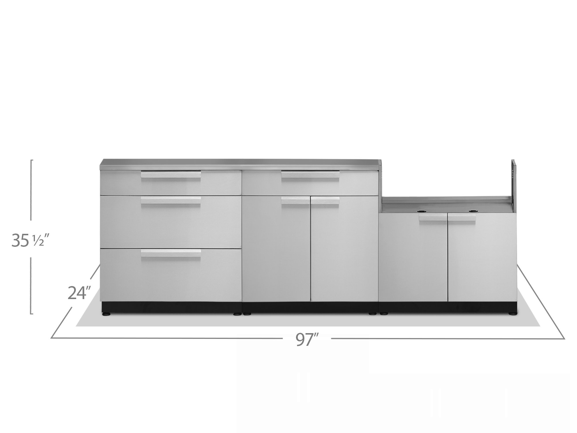 Premium Stainless Steel Outdoor Kitchen Set - 3-Drawer Cabinet, Bar Cabinet, 33