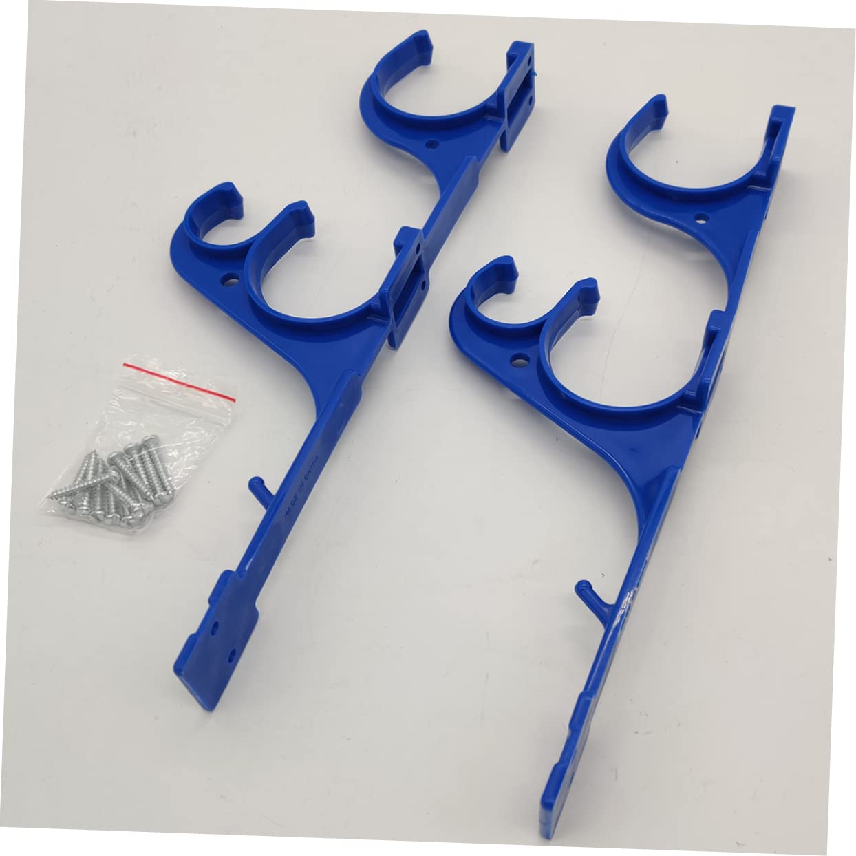 HEMOTON Pool Leaf Rake Hook & Hanger Set - Heavy Duty Pool Pole Holder, Skimmer Hook & Accessory Bracket for Swimming Pool Maintenance & Cleaning Supplies