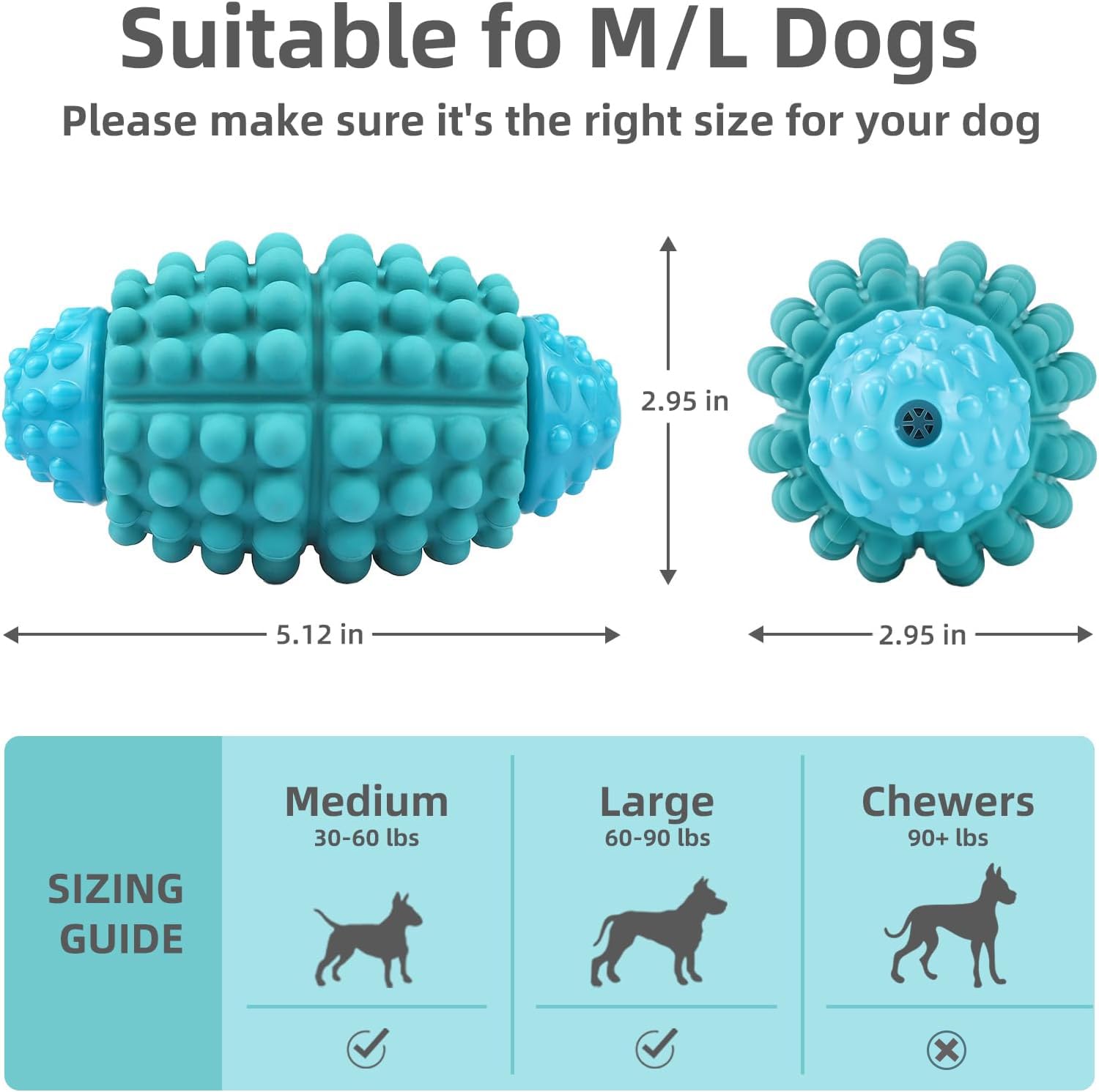 WinTour Durable Dog Chew Toys for Aggressive Chewers - Indestructible Large Breed Dog Toys, Tough Chew Balls & Squeaky Toys for Powerful Jaws - Perfect for Playtime, Training & Anxiety Relief for Big Dogs