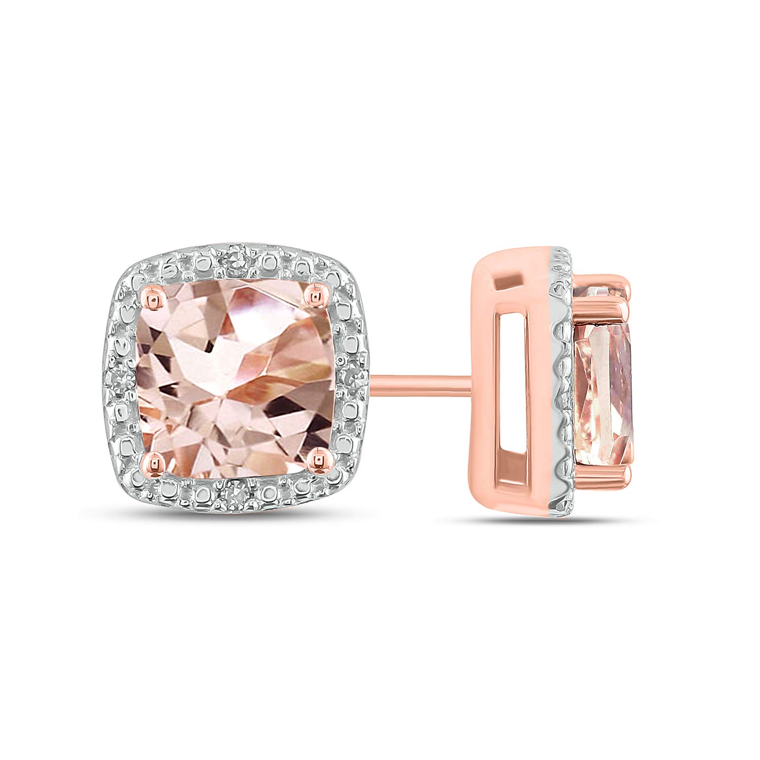 10K Rose Gold or 925 Sterling Silver Diamond Halo Stud Earrings for Women with Color Stone Accents - Perfect for Weddings, Parties & Everyday Elegance