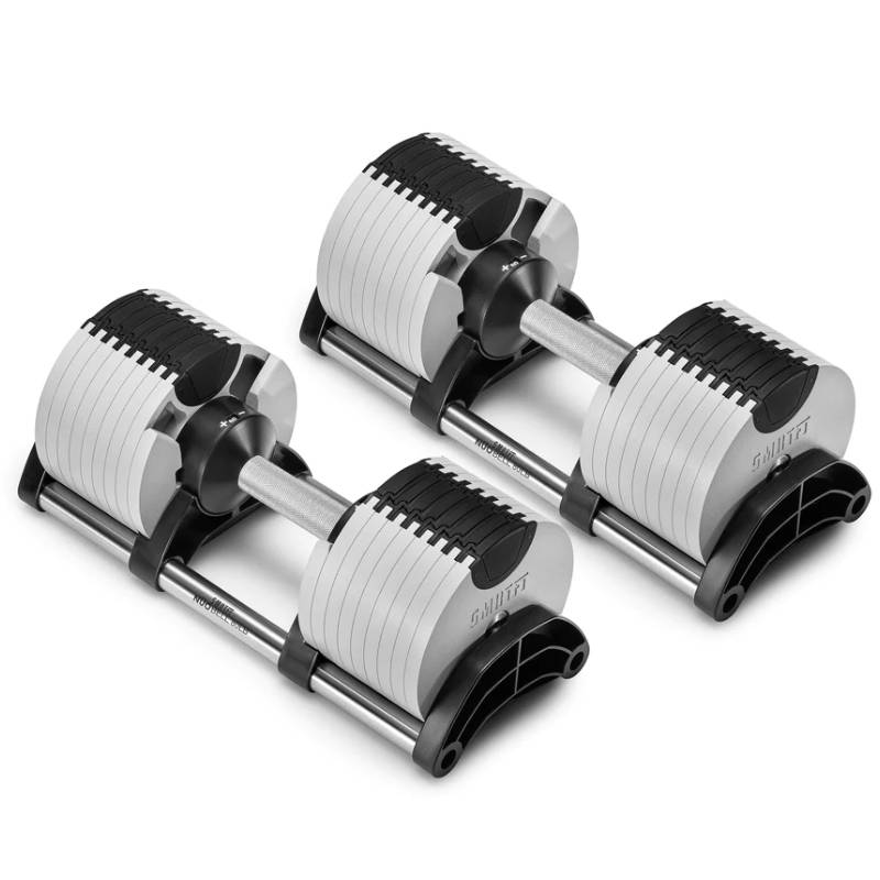 SMRTFT Nüobells 5-80lb Adjustable Dumbbell Pair - Ash Gray - Home Gym Equipment for Strength Training & Weight Lifting