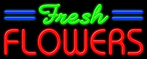 Fresh Flowers Glass Neon Sign #11409 - Handcrafted in USA | Perfect for Home Decor, Wedding Decorations & Gift Ideas