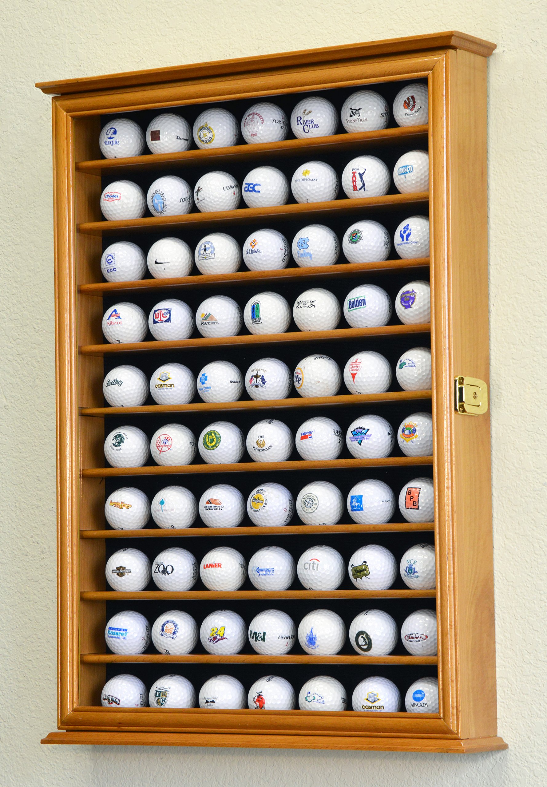 Premium Golf Ball Display Case - UV Protected Wall Mount Cabinet with Lock (5 Sizes, 4 Colors) - Perfect for Home, Office or Clubhouse Decor