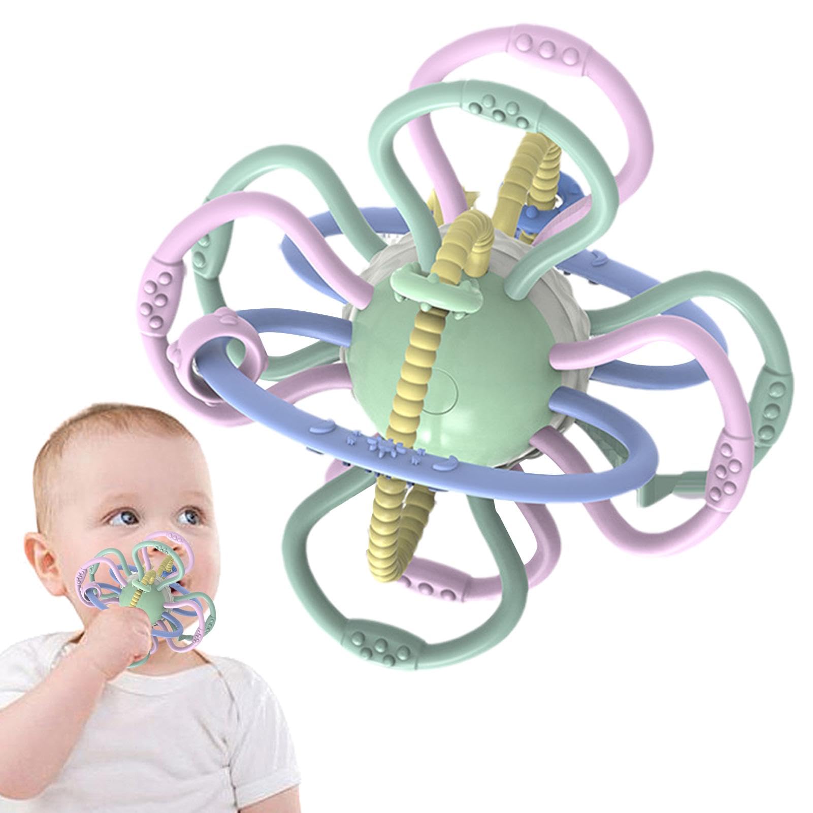 Sensory Teething Toy Ball for Babies 0-2 Years - Chewable Rattle Toy for Toddlers, Soothing Teether for Boys & Girls - Perfect for Teething Relief & Early Learning Development | Use at Home, Daycare or On-the-Go