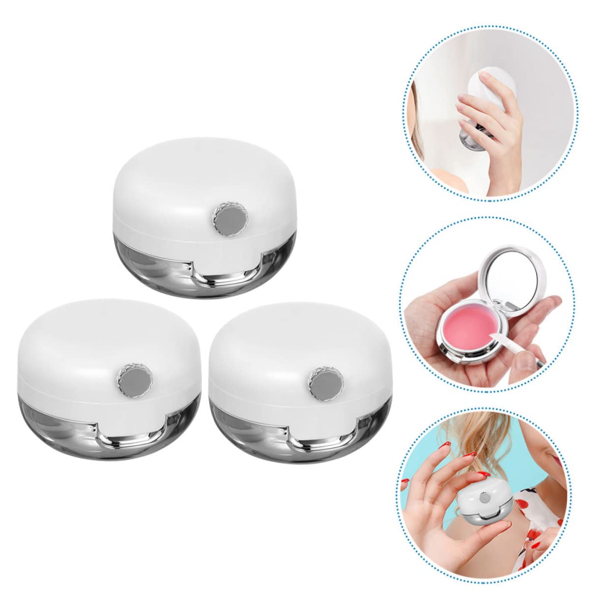 BIUDECO 3-Piece Mini Sample Jars with Lids - Portable Cosmetic Storage Containers for Travel, Makeup, Skincare & DIY Samples