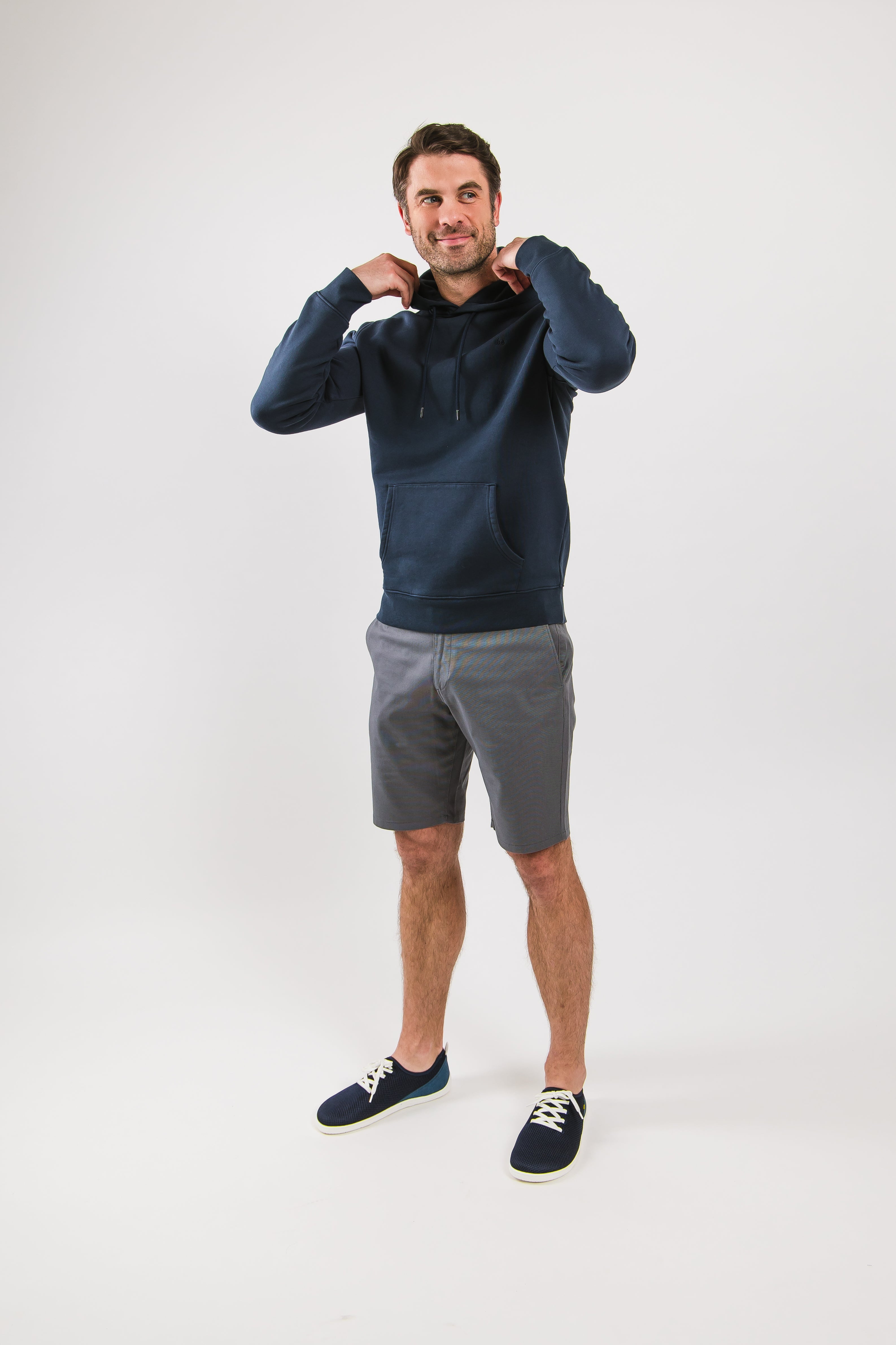 Men's Hoodie Be Lenka Essentials - Dark Blue Pullover Sweatshirt for Casual Wear, Gym & Outdoor Activities