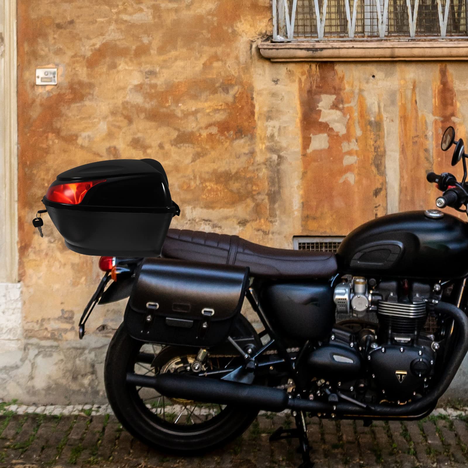 Large Capacity Motorcycle Trunk Lockable Storage Case - Waterproof Top Box Replacement for Scooters & Mopeds - Perfect for Commuting, Touring & Secure Gear Storage