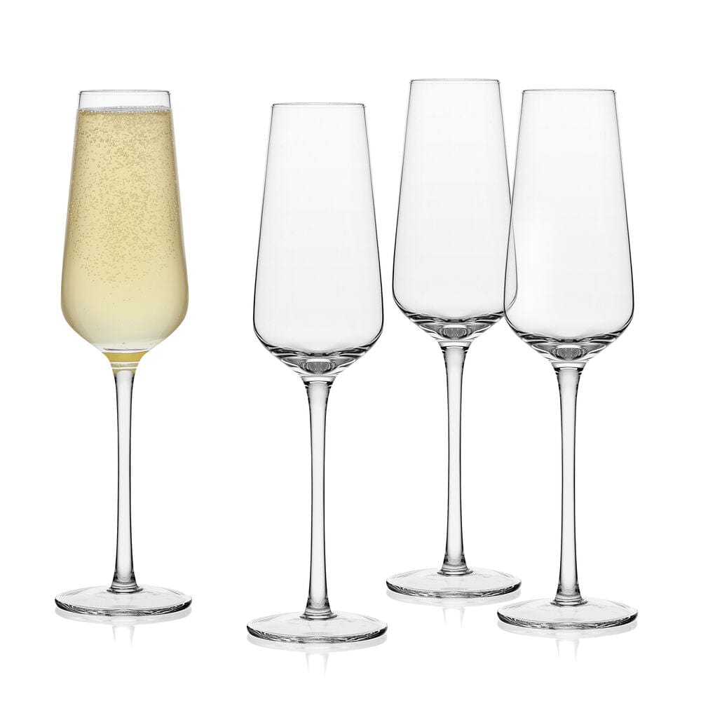 Premium Samantha Set of 4 Elegant Flute Glasses for Champagne, Wine & Cocktails - Perfect for Weddings, Parties & Special Occasions