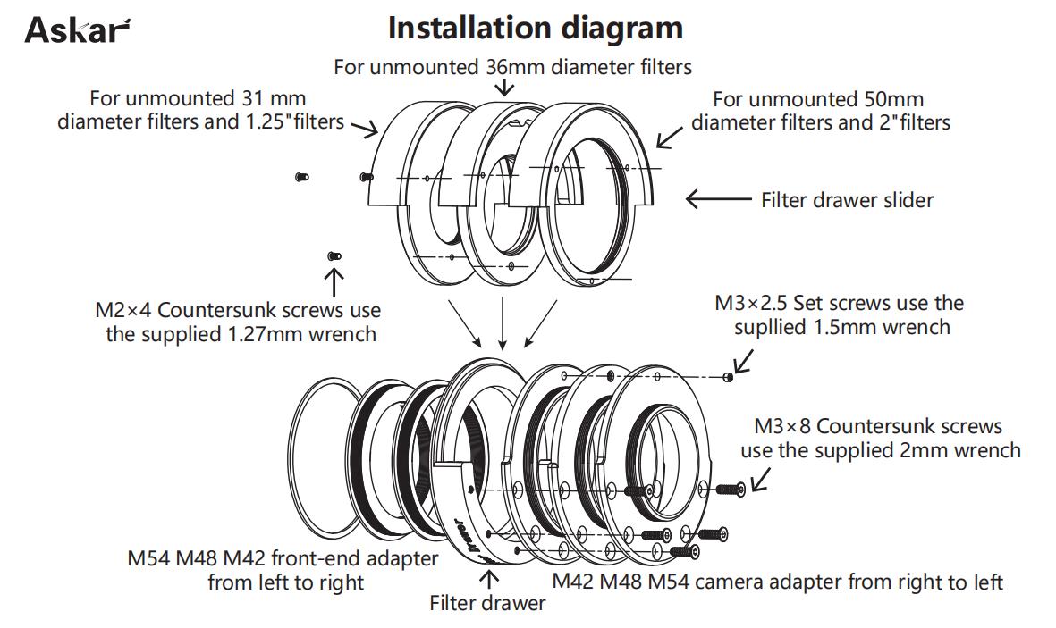 Askar 5-in-1 M54 Filter Drawer for DSLR Camera - Multi-Coated Optical Glass Lens Filter System (UV/CPL/ND/Star/GND) - Perfect for Landscape, Astrophotography & Long Exposure Photography