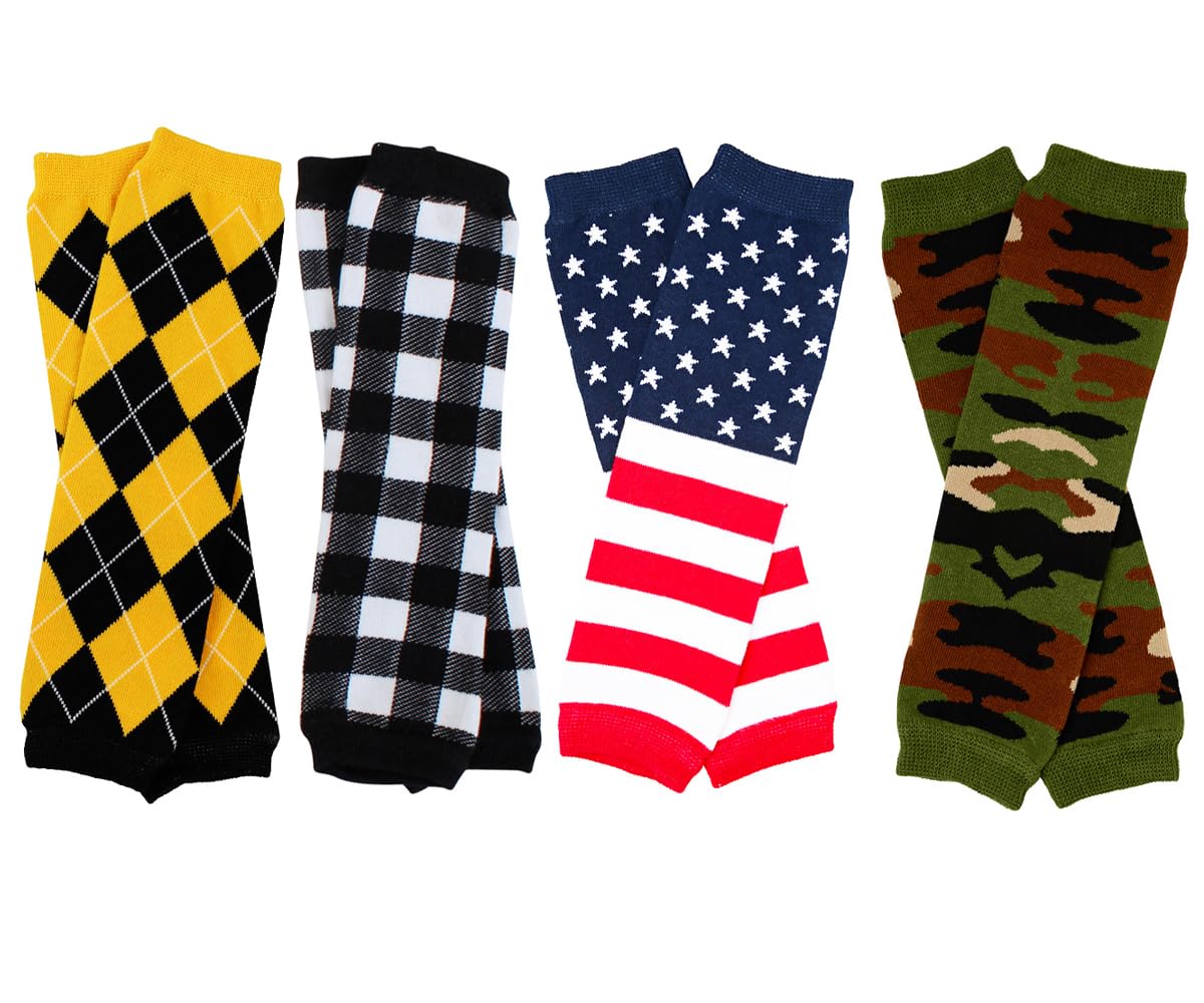 JuDanzy Baby Boys Preppy Leg Warmers 4-Pack - Soft & Cozy for Winter, Playtime, and Outdoor Adventures