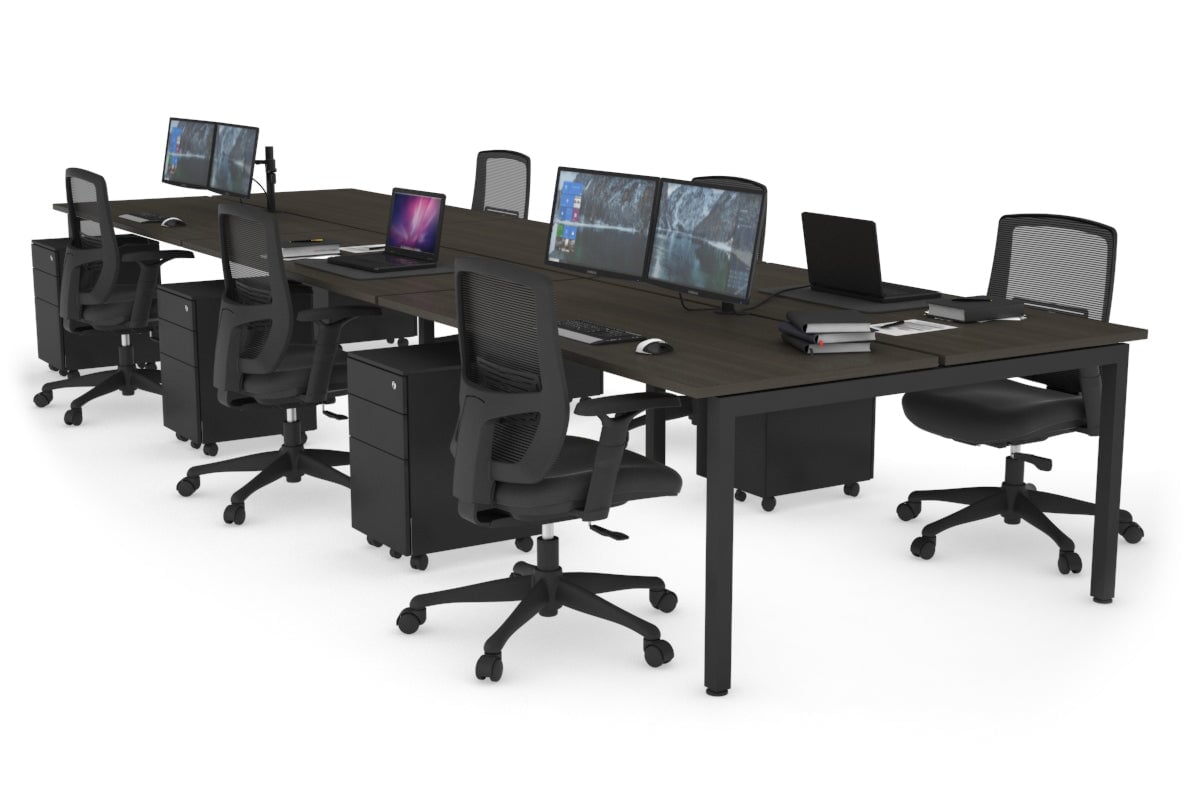 Quadro Square Legs 6 Person Office Workstation - 1800L x 700W Modular Desk System for Collaborative Workspaces, Home Offices & Coworking Spaces