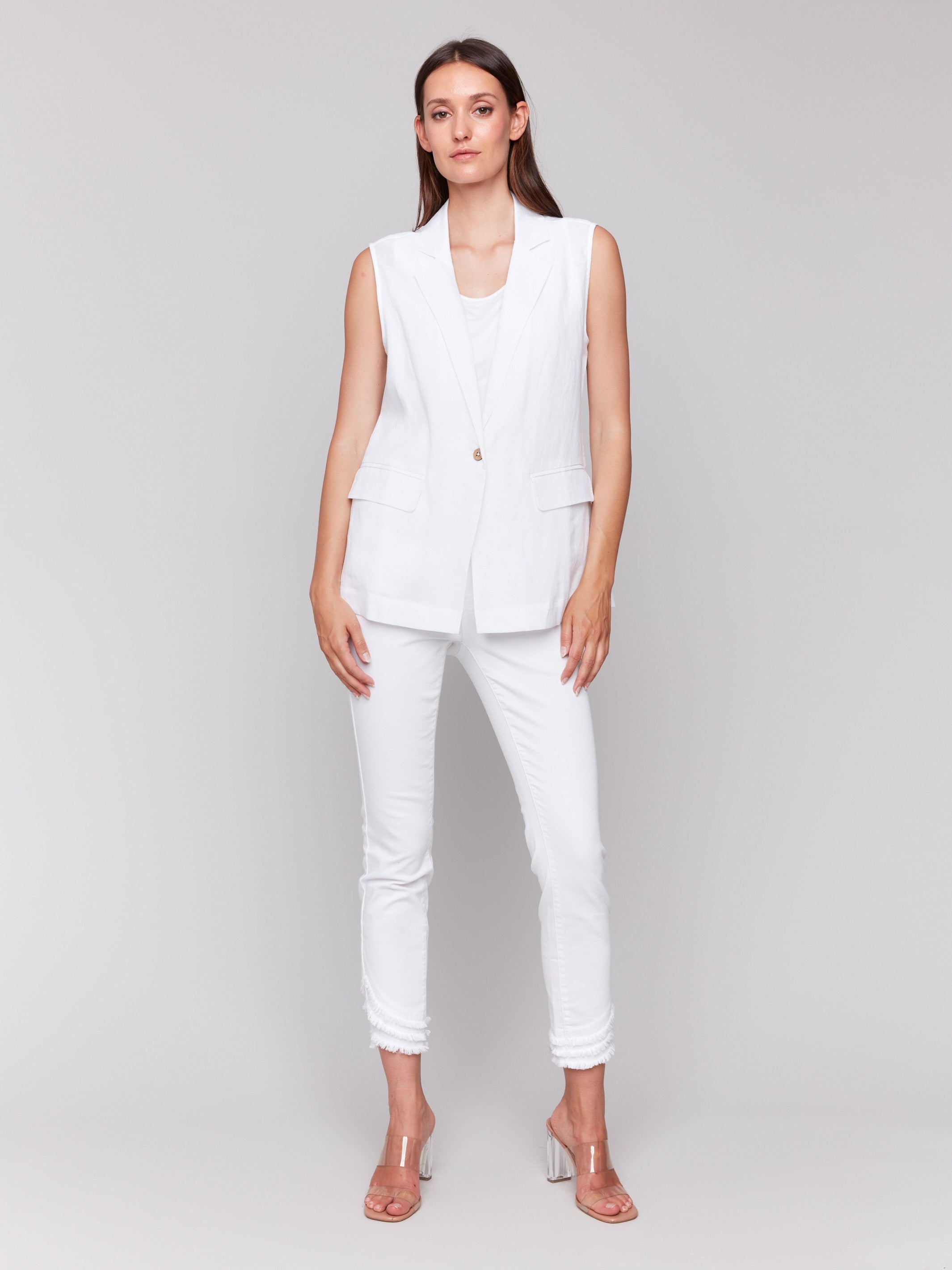 Men's Linen Blend Vest in White - Lightweight Summer Casual Wear for Outdoor Activities & Travel