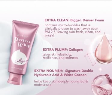 EMBEAUTY SENKA Collagen Facial Wash - Perfect Whip Foam Cleanser 120g for Deep Cleansing & Hydration - Ideal for Daily Skincare Routine & Makeup Removal