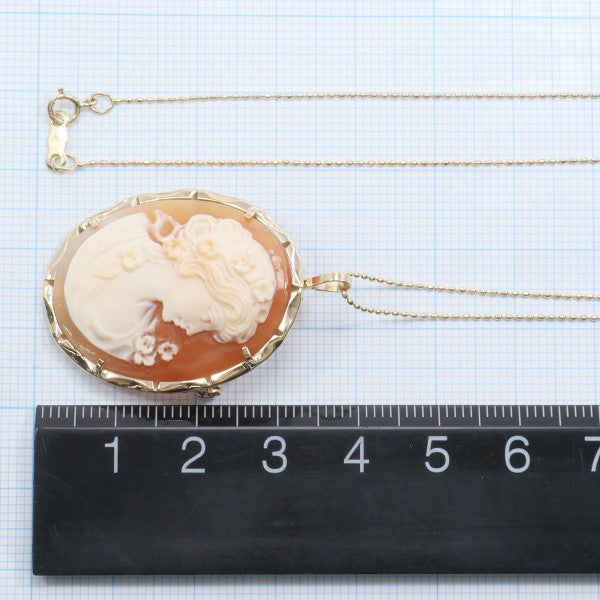 14K Yellow Gold Shell Cameo 2-Way Necklace & Brooch - Vintage Elegant Jewelry for Women, Perfect for Weddings, Parties & Special Occasions
