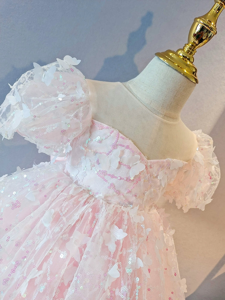 Pink Tulle Flower Girl Dress for Princess Sweetheart Tea Length - Perfect for Weddings, Birthday Parties, and Special Occasions