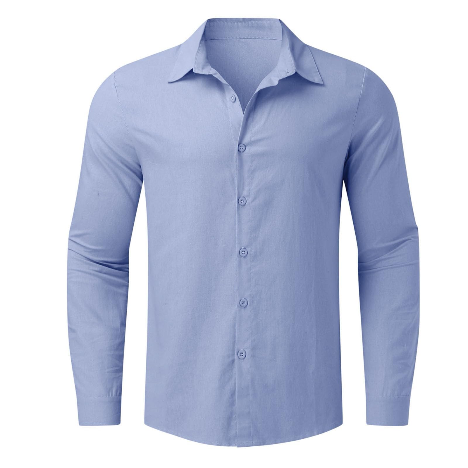 Men's Stylish Casual Linen Dress Shirts - Long Sleeve Button Down Chambray Shirt for Summer, Beach, Hawaiian Vacation & Wedding | Breathable Comfort for Office, Outdoor & Special Occasions