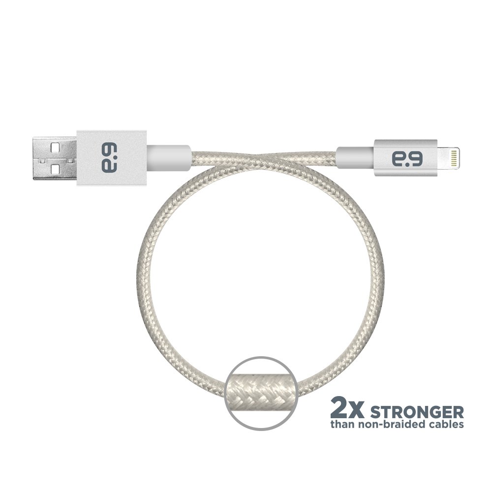 Premium Braided Metallic Lightning Cable for iPhone - 4ft Durable Fast Charging Sync Cord (Silver) | Compatible with iPhone 14/13/12/11/X/8 & More | Home, Office, Car Charging