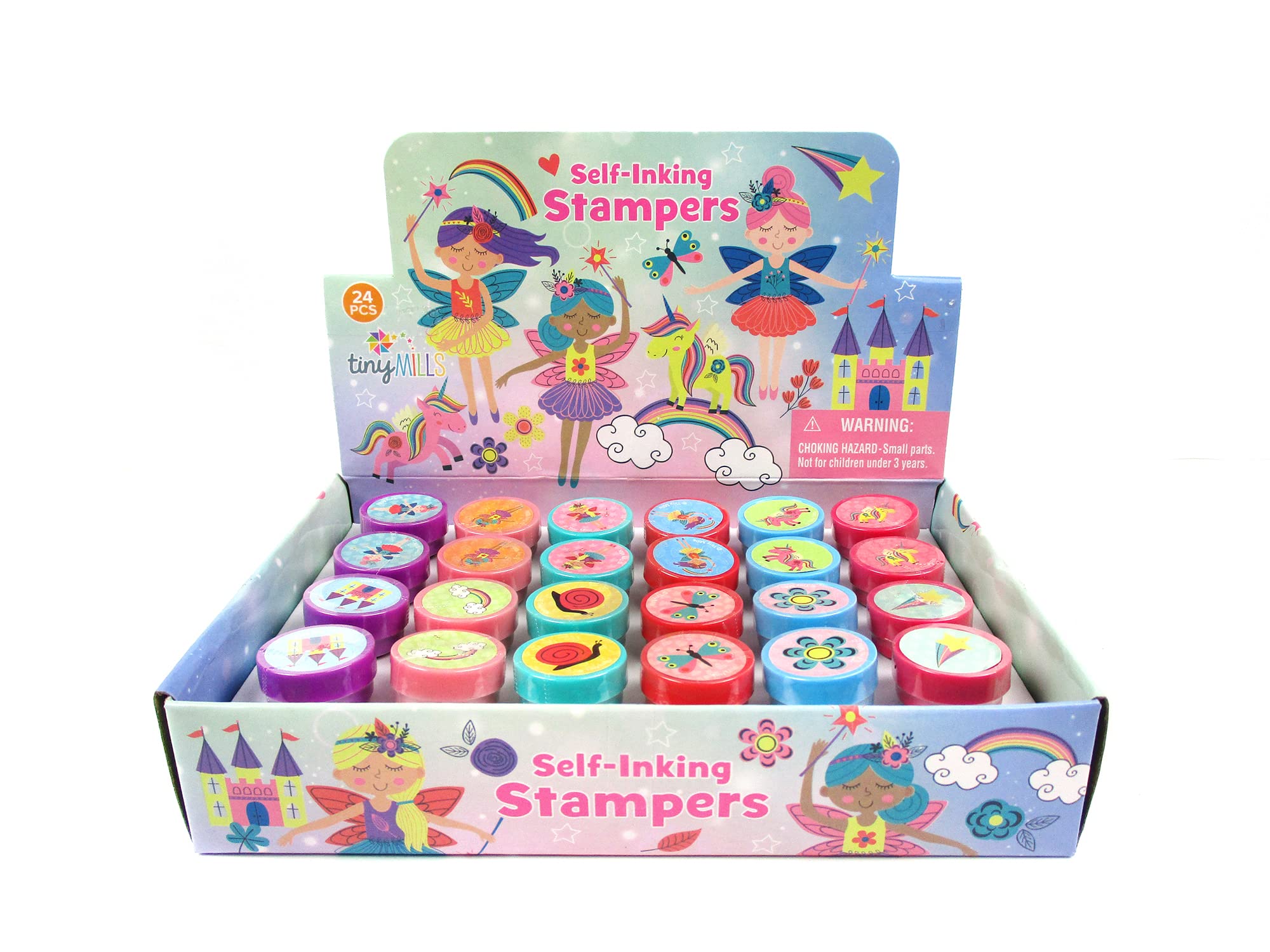 24 Pcs Magical Fairy Stamps for Kids - Self Inking Stamps with 12 Unique Designs | Perfect for Fairy Party Favors, Goody Bags, Carnival Prizes, Pinata Fillers & Classroom Rewards | Great for Arts & Crafts, DIY Projects & Kids' Creative Play