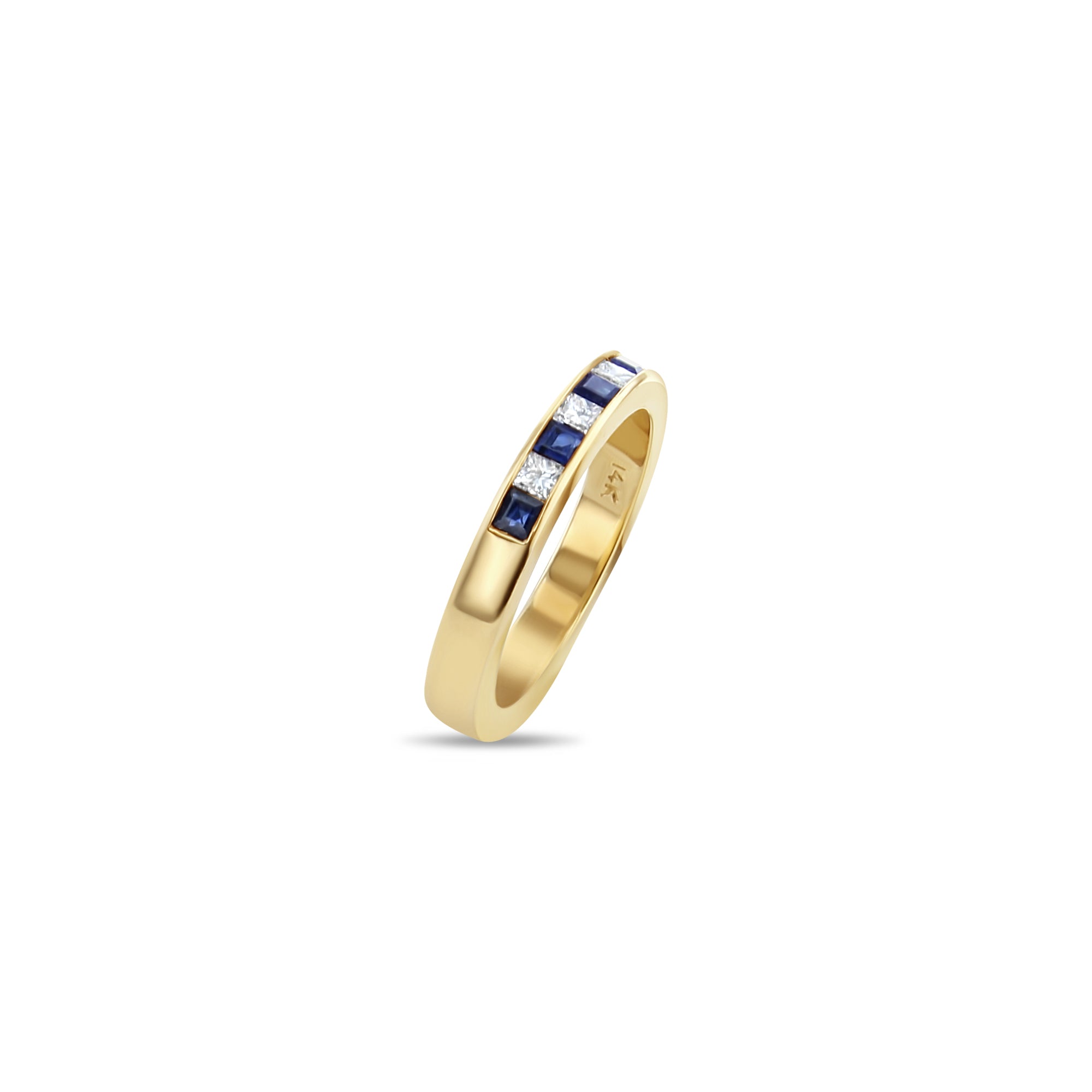 0.5 Carat Diamond & Sapphire Wedding Band Ring for Women - 14K Yellow Gold - Elegant Bridal Jewelry for Engagement, Anniversary & Special Occasions