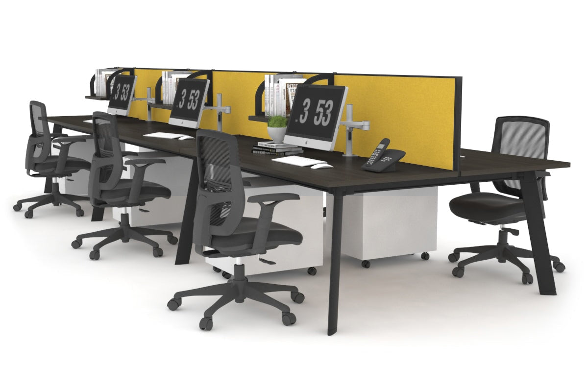 6-Person Workstation with Black Frame - 1400L x 700W Office Desk for Team Collaboration & Open Workspaces