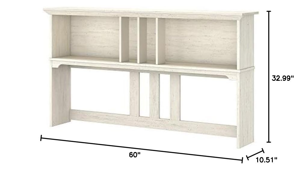 60-Inch L-Shaped Desk Hutch in Antique White MDF - Perfect for Home Office, Study Room & Workspace Organization