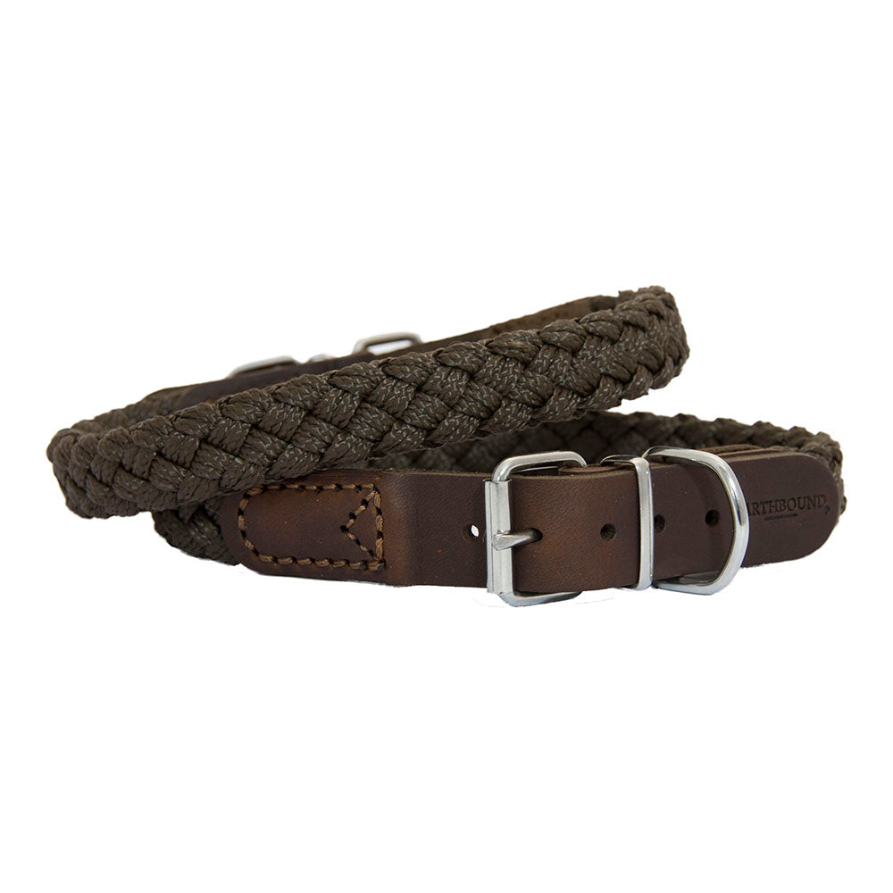 **EARTHBOUND Soft Braided Nylon & Leather Dog Collar - Adjustable, Durable Pet Collar for Small, Medium & Large Dogs - Perfect for Walking, Training & Outdoor Adventures**