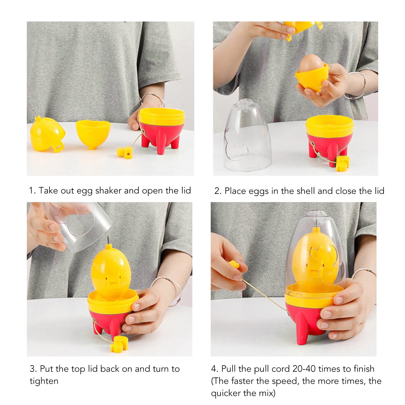 Hand-Powered Egg Spinner - Portable Egg White & Yolk Mixer for Golden Eggs | Manual Egg Homogenizer & Scrambler | Perfect for Baking, Cooking, and DIY Golden Egg Crafts (Red)