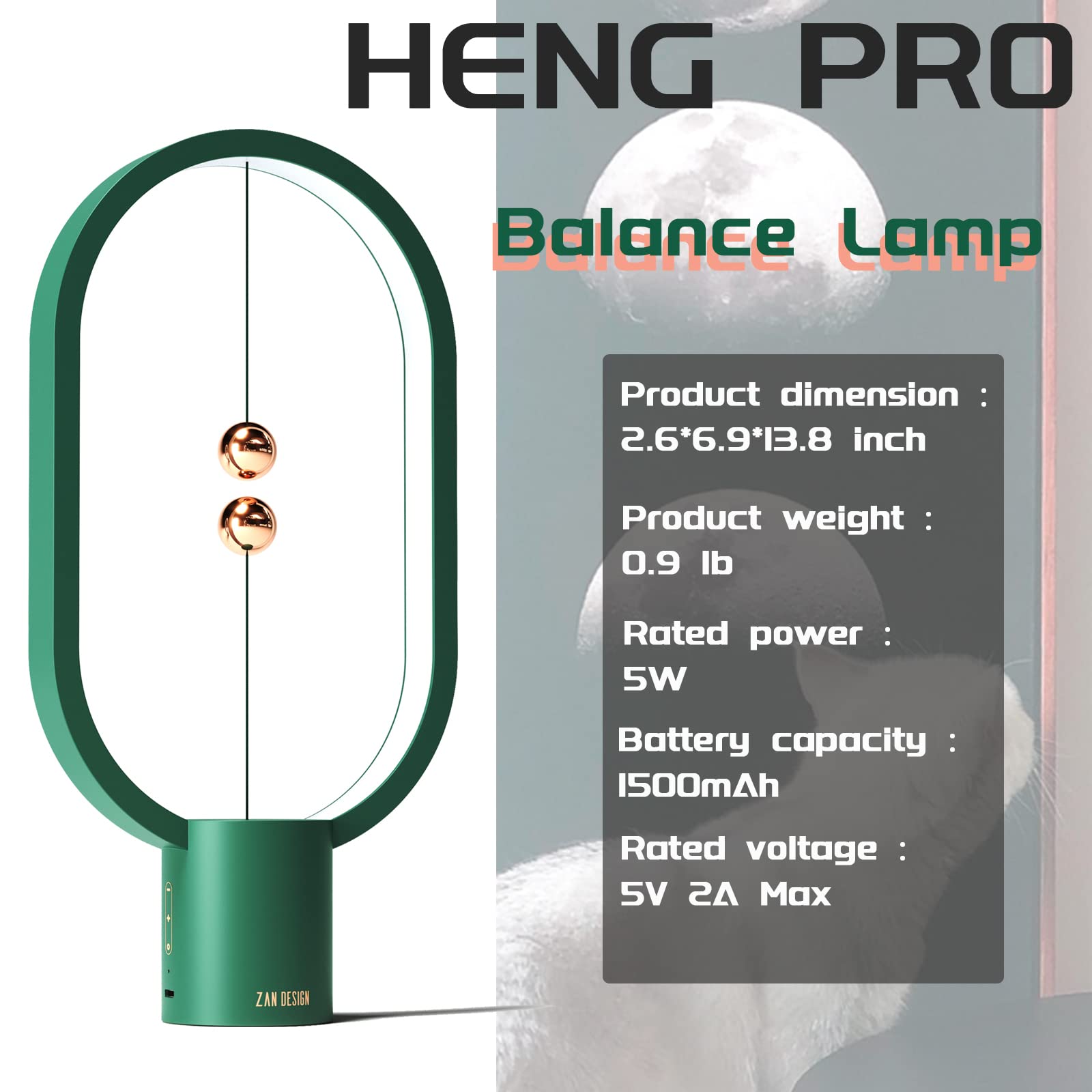 Heng Balance Light - USB Powered LED Table Lamp with Magnetic Switch, Dimmable Eye Protection Night Light - Perfect for Bedside, Dorm, Office Decor & Gift Giving (Ideal for Reading, Relaxation & Nighttime Use)