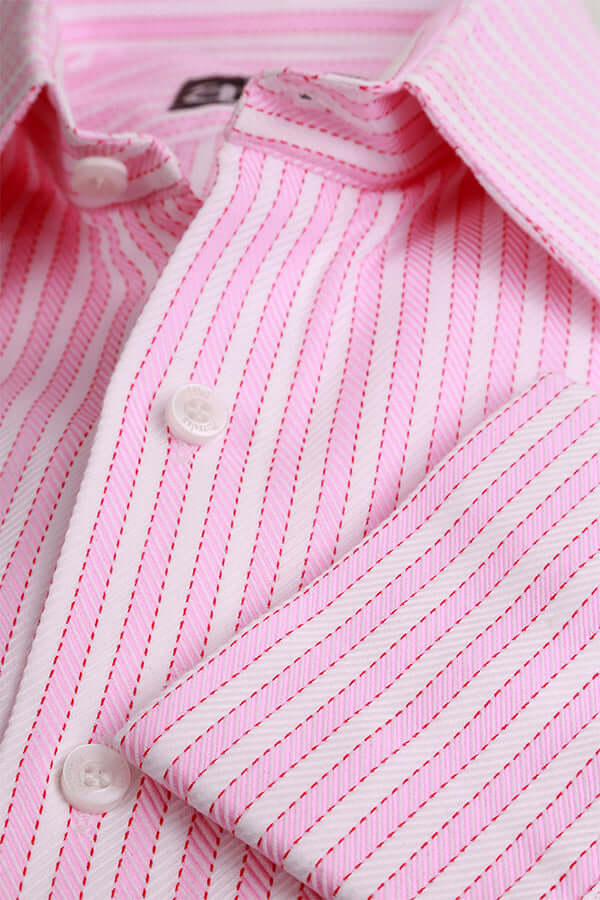 Elegant Pink Striped Formal Shirt for Women - Office Wear & Business Attire - Perfect for Work, Meetings, and Professional Events