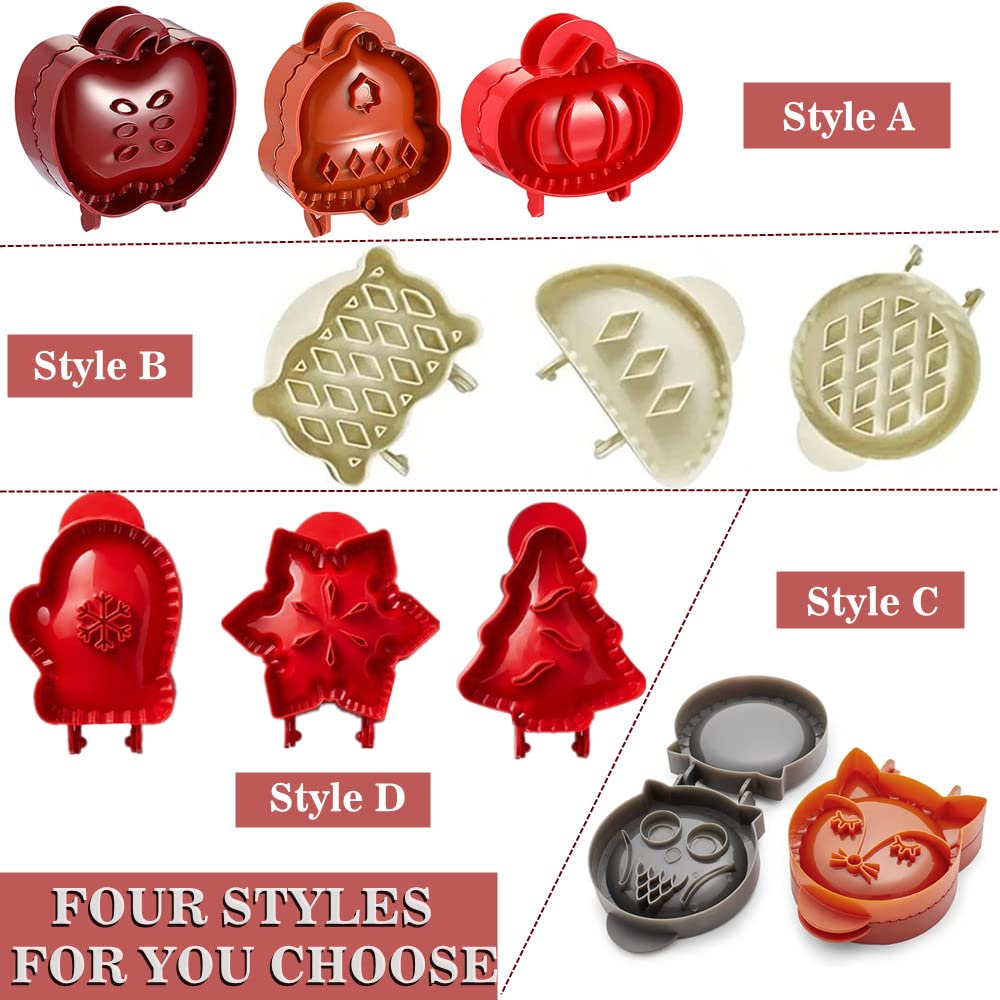 3-Pack Hand Pie Press Mold Set for Baking - Mini Fox & Owl Pie Maker, Dough Presser, Pocket Pie Wrapper & Stamp Cutter - Perfect for Christmas, Halloween Parties & Homemade Pastries (Style A)