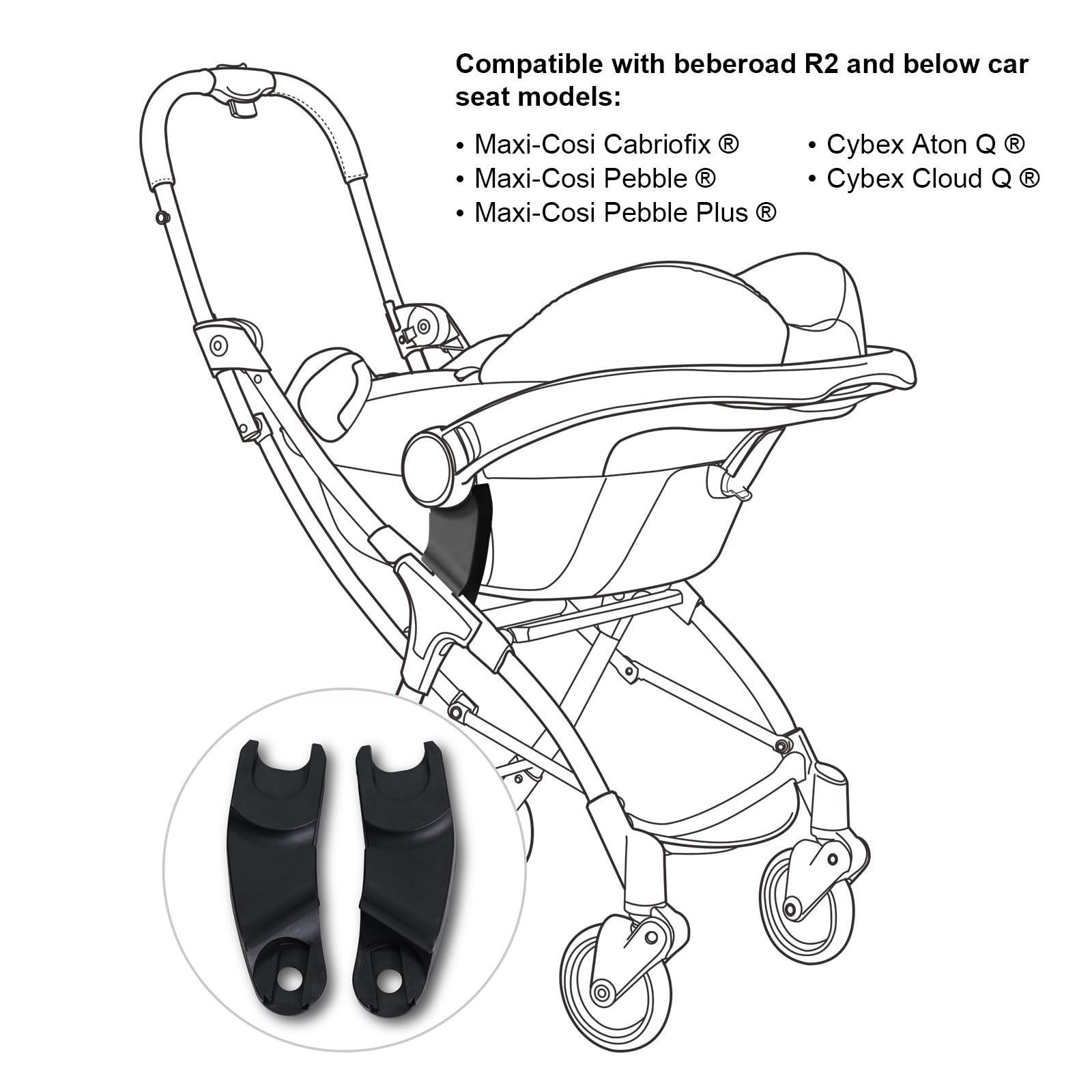 Beberoad Love R2 Universal Baby Stroller Car Seat Adapter - Compatible with Most Infant Car Seats | Perfect for Travel, Shopping & Daily Outings with Your Baby