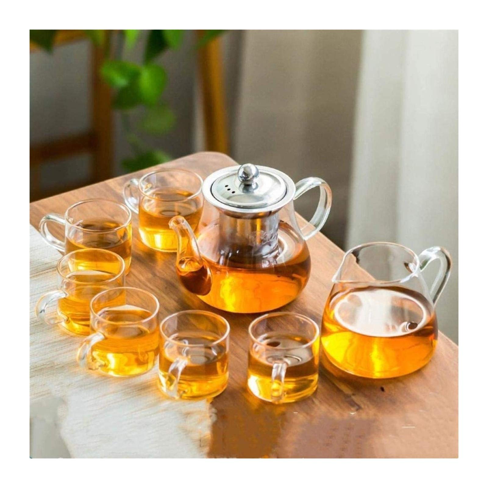 Premium Heat-Resistant Glass Kung Fu Tea Set - Modern Transparent Teapot with Filter, Flower Design Tea Maker Cup for Home & Office Use | Perfect for Chinese Tea Ceremony, Afternoon Tea, and Gift Giving